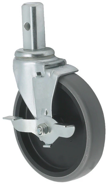 Winco ALRC-5RK 5 Inch Stem Caster Swivel with Brake Rubber 500 lbs Capacity - Image 2