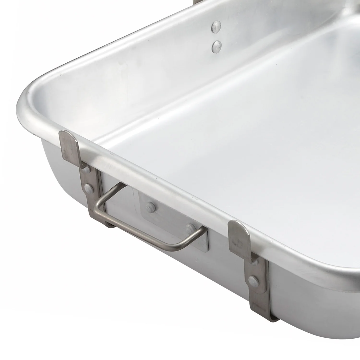 Winco ALRP-1824L 24 Inch Double Roast Pan Heavy-Duty Aluminum with Straps and Lugs - Image 2