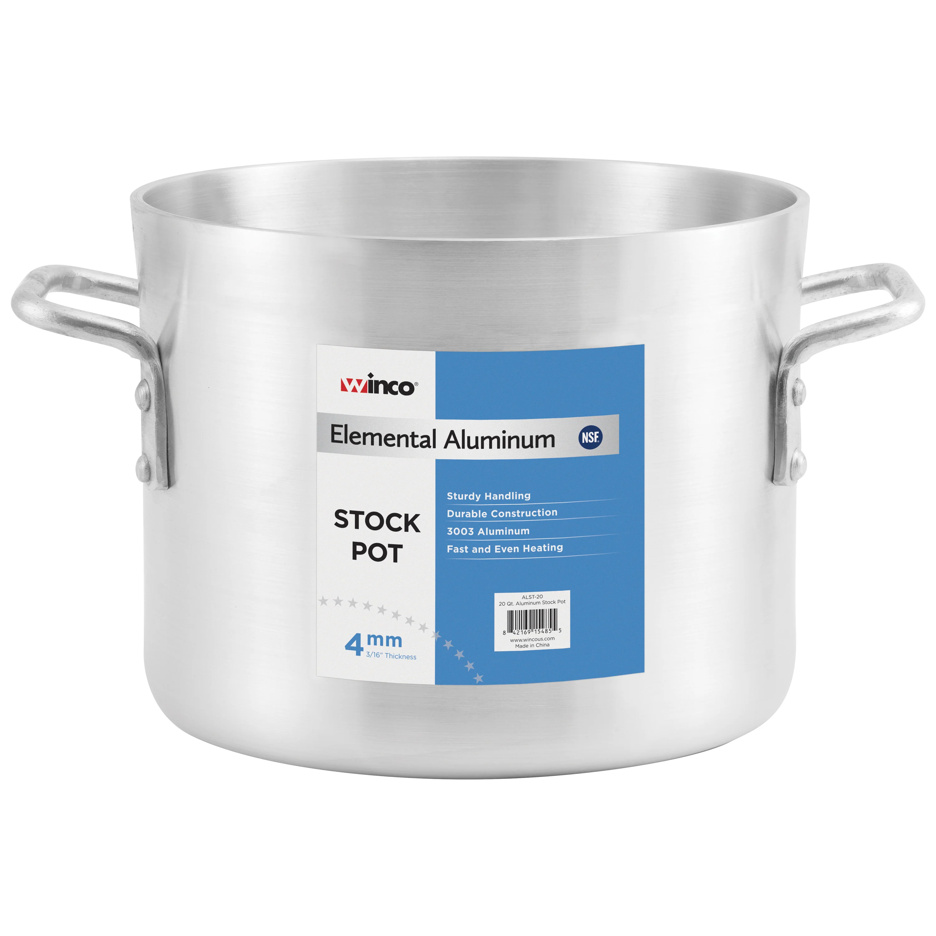 Winco ALST-24 24 Qt Elemental Stock Pot 12-1/8 Inch NSF 3003 Aluminum - Image 2