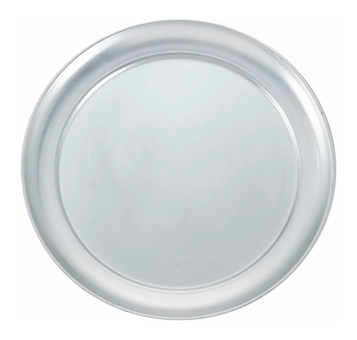 Winco APZT-8 8 Inch Diameter Round Pizza Pan Aluminum Wide Rim