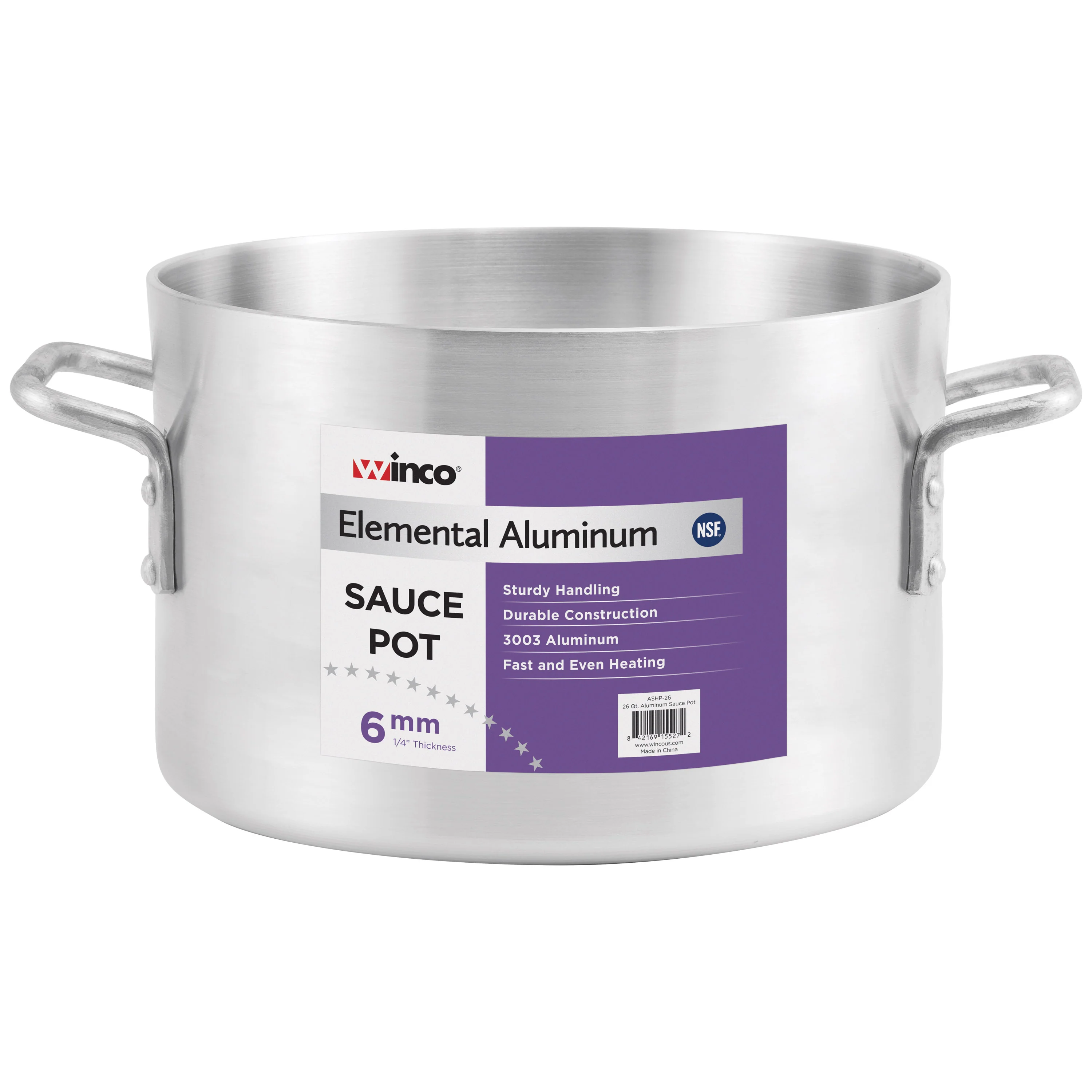 Winco ASHP-20 20 Quart Aluminum Sauce Pot Riveted Handles NSF - Image 2