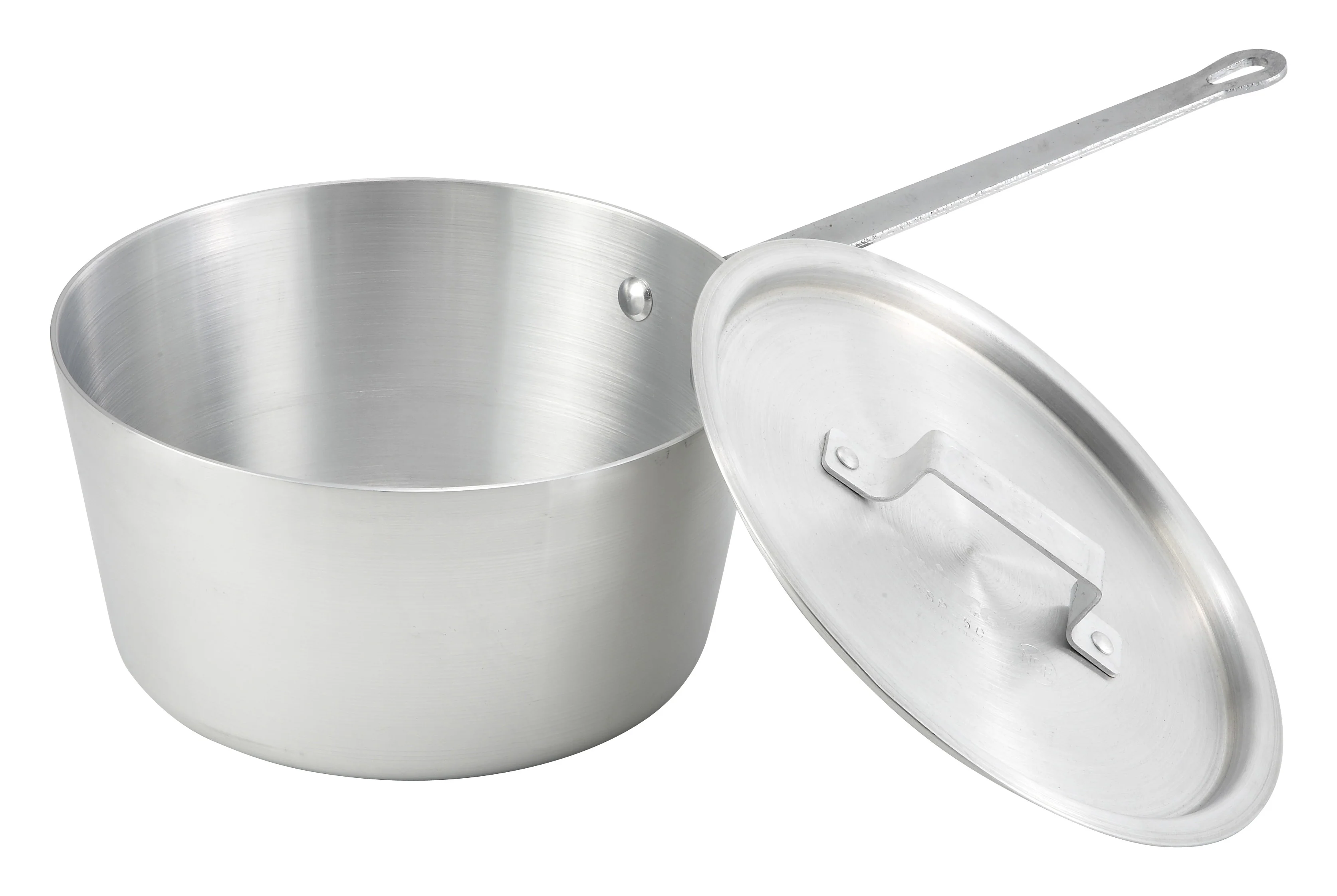 Winco ASP-4 4-1/4 Qt Sauce Pan Tapered Sides Riveted Handle Aluminum - Image 3