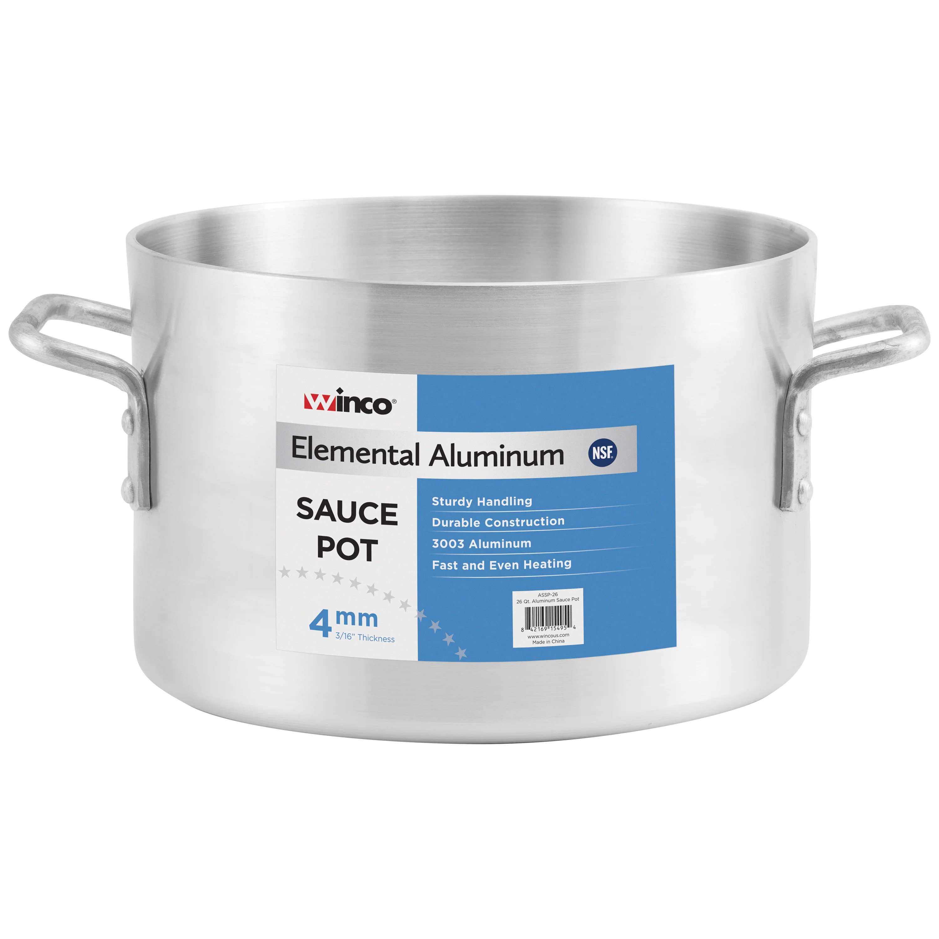 Winco ASSP-26 26 Qt Aluminum Sauce Pot with Riveted Handles NSF - Image 2
