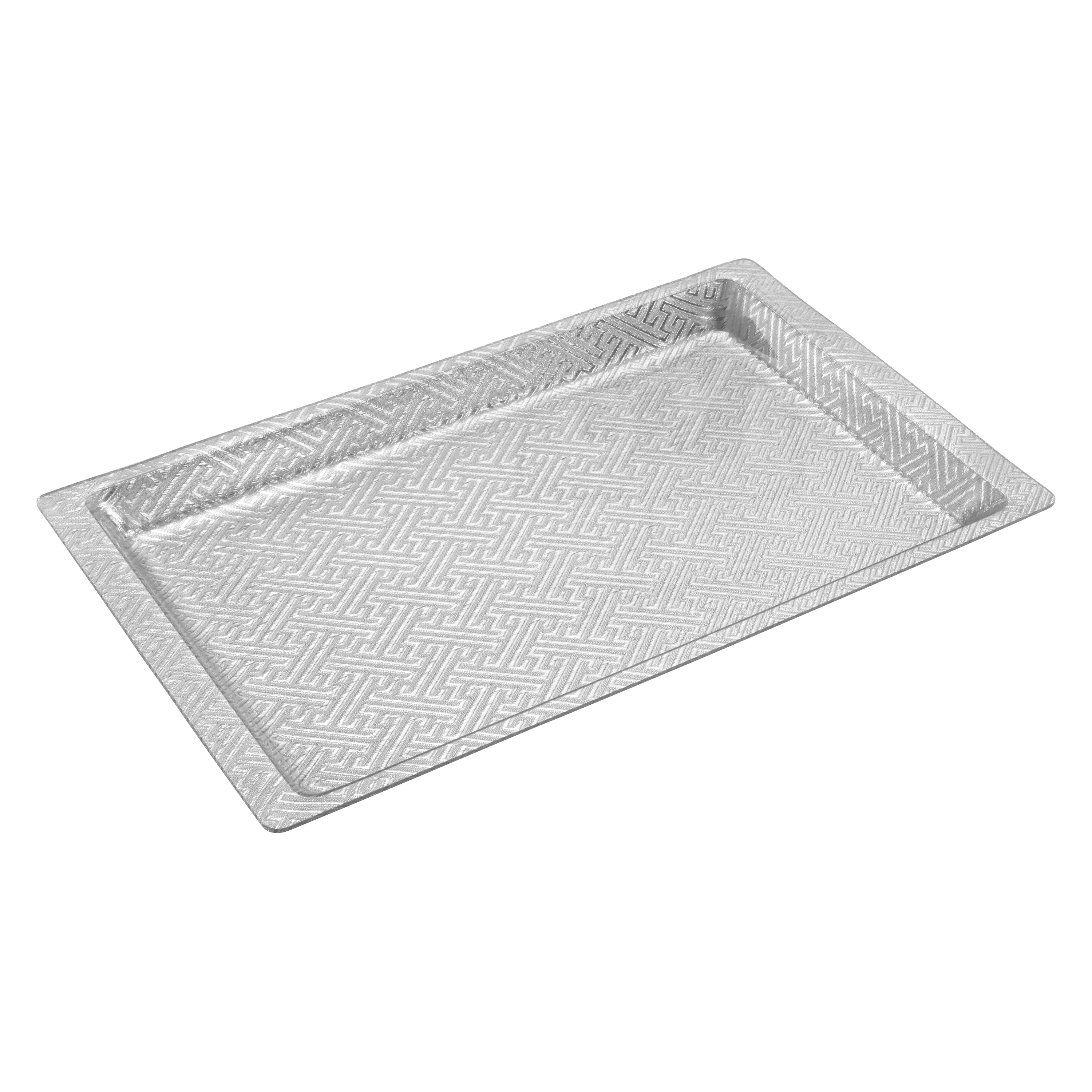 Winco AST-3S 20-3/4 Inch Display Tray Acrylic Silver with Snake Skin Texture - Image 6