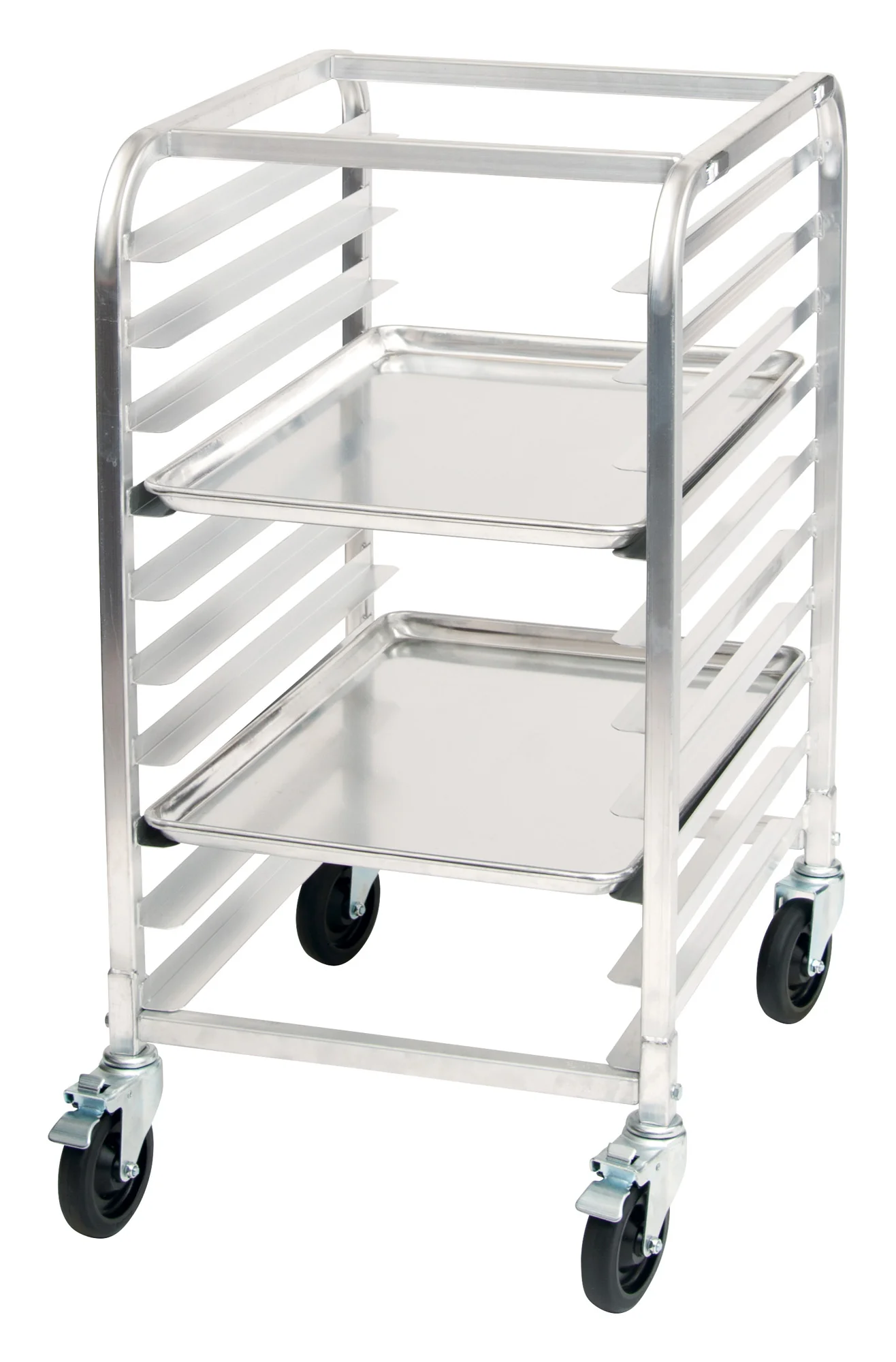 Winco AWRK-10 21 Inch Half Height Mobile Pan Rack Aluminum with Casters - Image 2