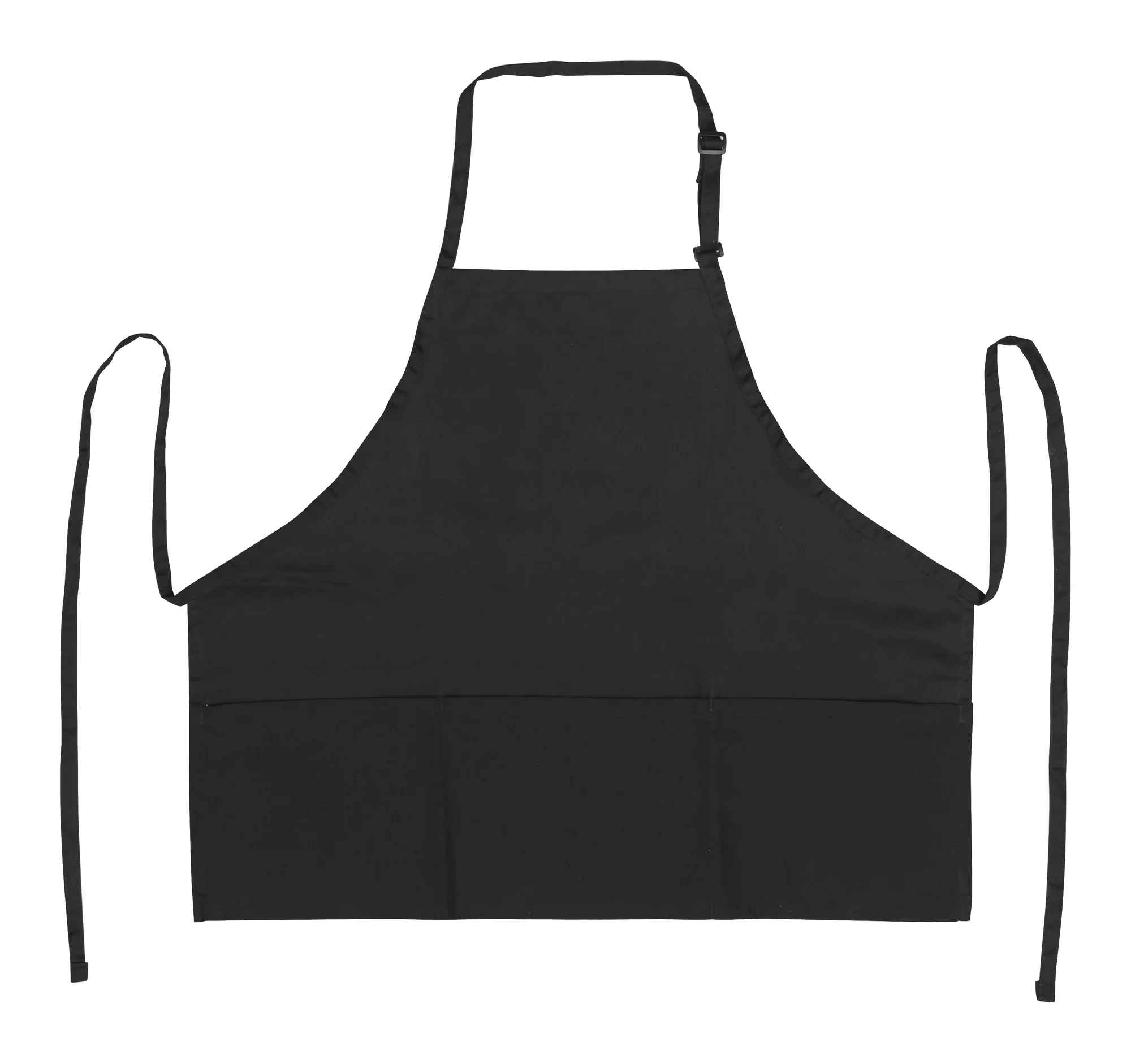 Winco BA-2724K 24 Inch Length Bib Apron with 3 Pockets Adjustable Neck Strap Black Poly-cotton - Image 3