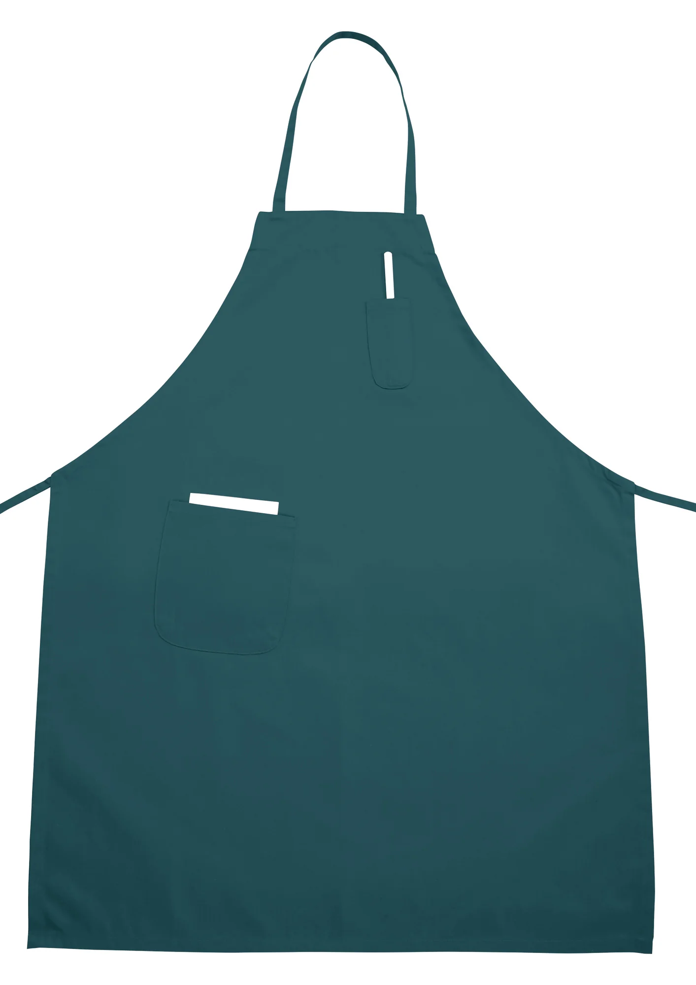 Winco BA-PGN 33 Inch Bib Apron with 2 Pockets Machine Wash Green Poly-Cotton - Image 2