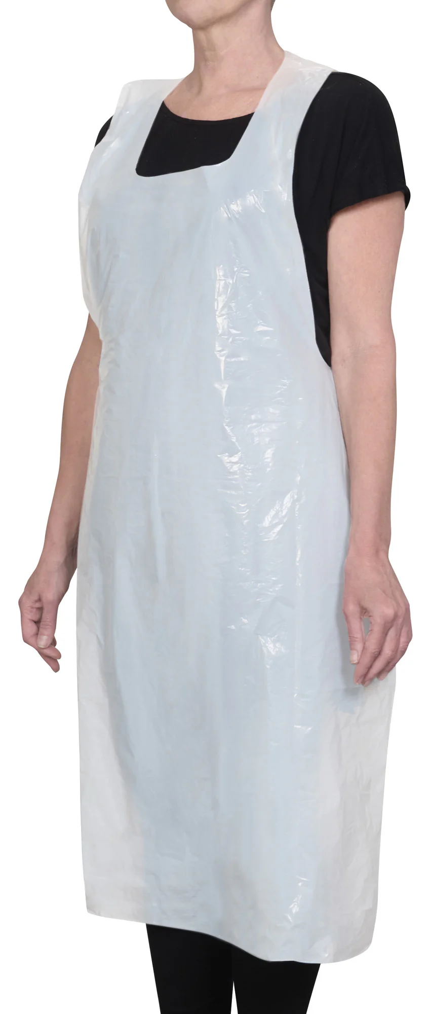 Winco BADP-2846 46 Inch Disposable Bib Apron Waterproof Plastic White - Image 3