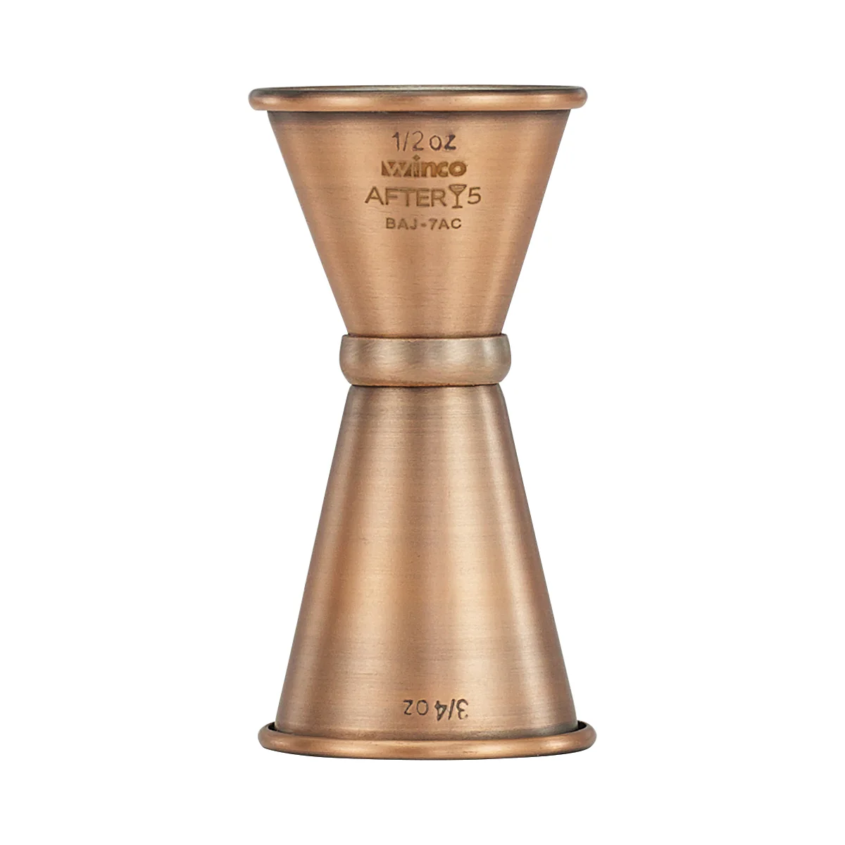 Winco BAJ-7AC 1/2 to 3/4oz Jigger with Inner Marking Lines Antique Copper Finish Stainless Steel - Image 3