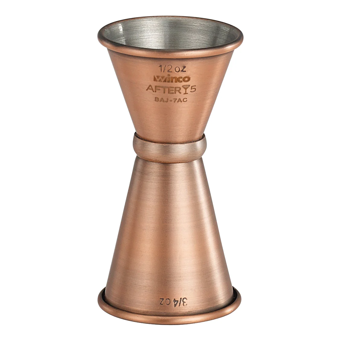 Winco BAJ-7AC 1/2 to 3/4oz Jigger with Inner Marking Lines Antique Copper Finish Stainless Steel - Image 4