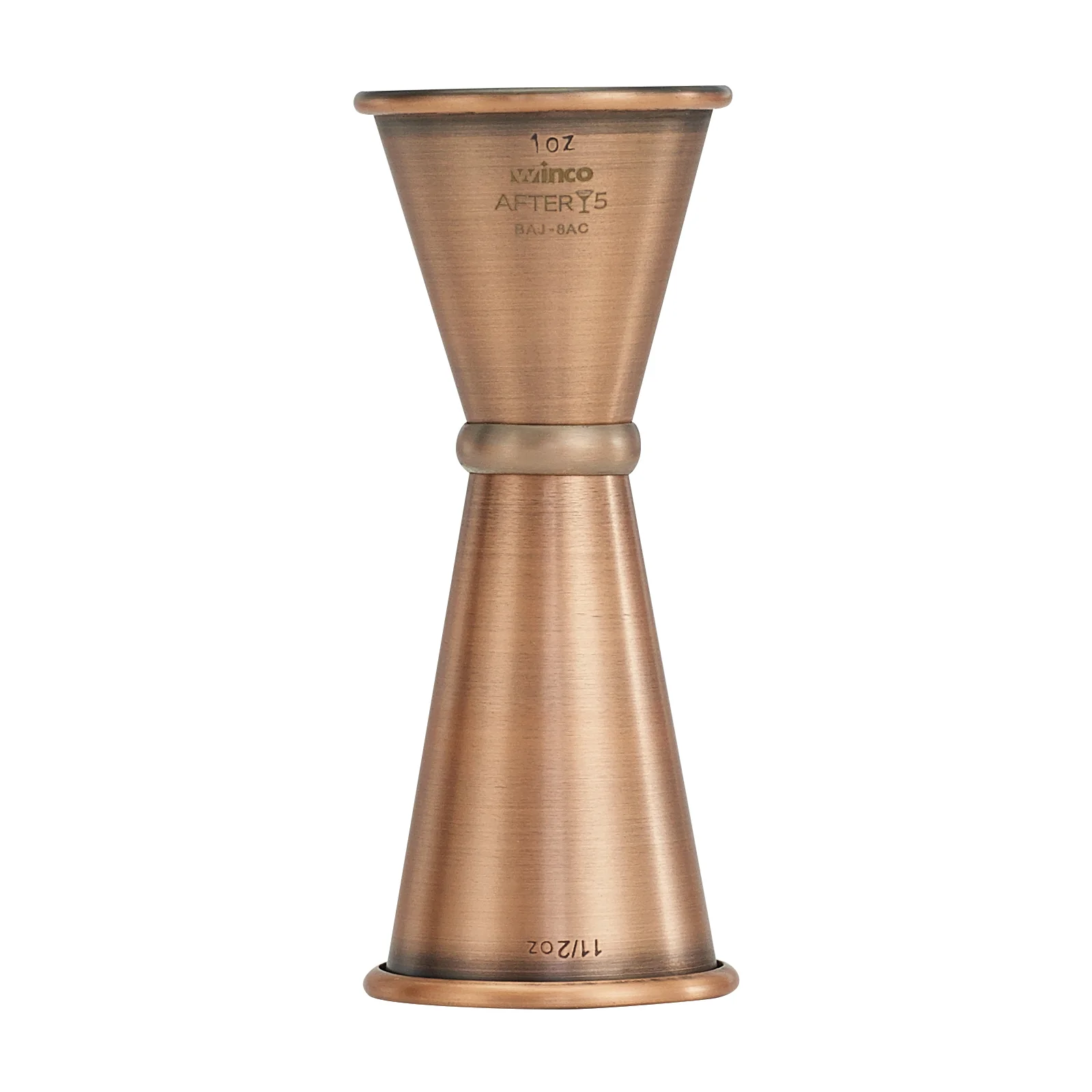 Winco BAJ-8AC 1x1-1/2 Oz Jigger with Inner Marking Lines Antique Copper Finish Stainless Steel - Image 2