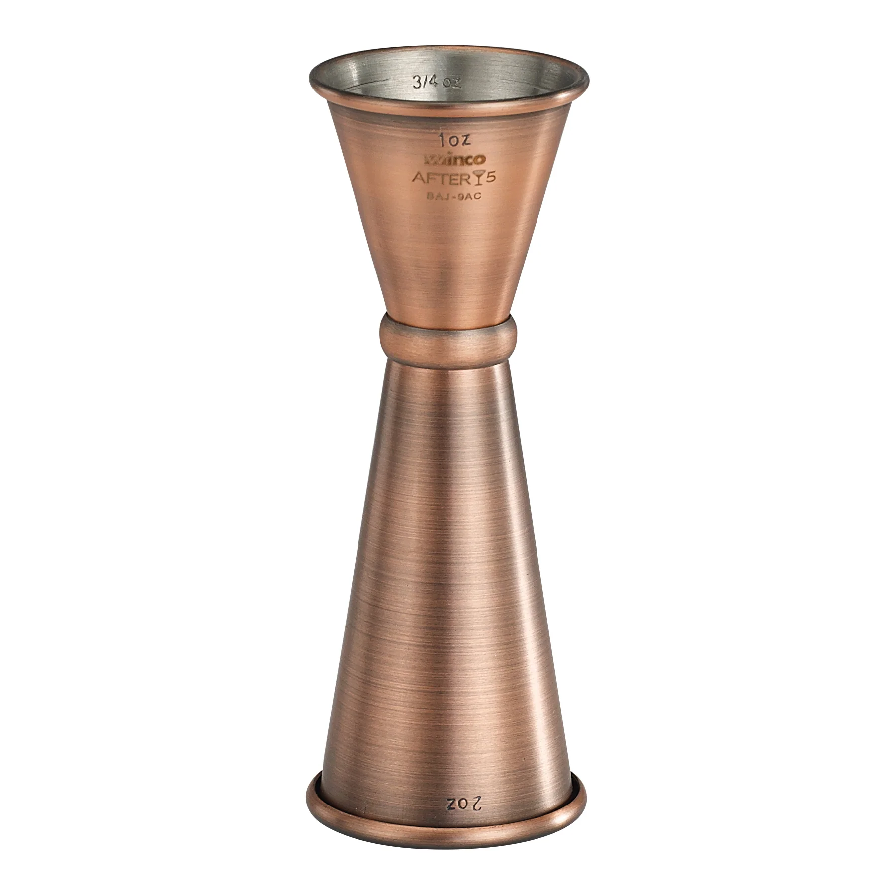Winco BAJ-9AC 1 oz to 2 oz Jigger with Inner Marking Lines Antique Copper Finish Stainless Steel - Image 3