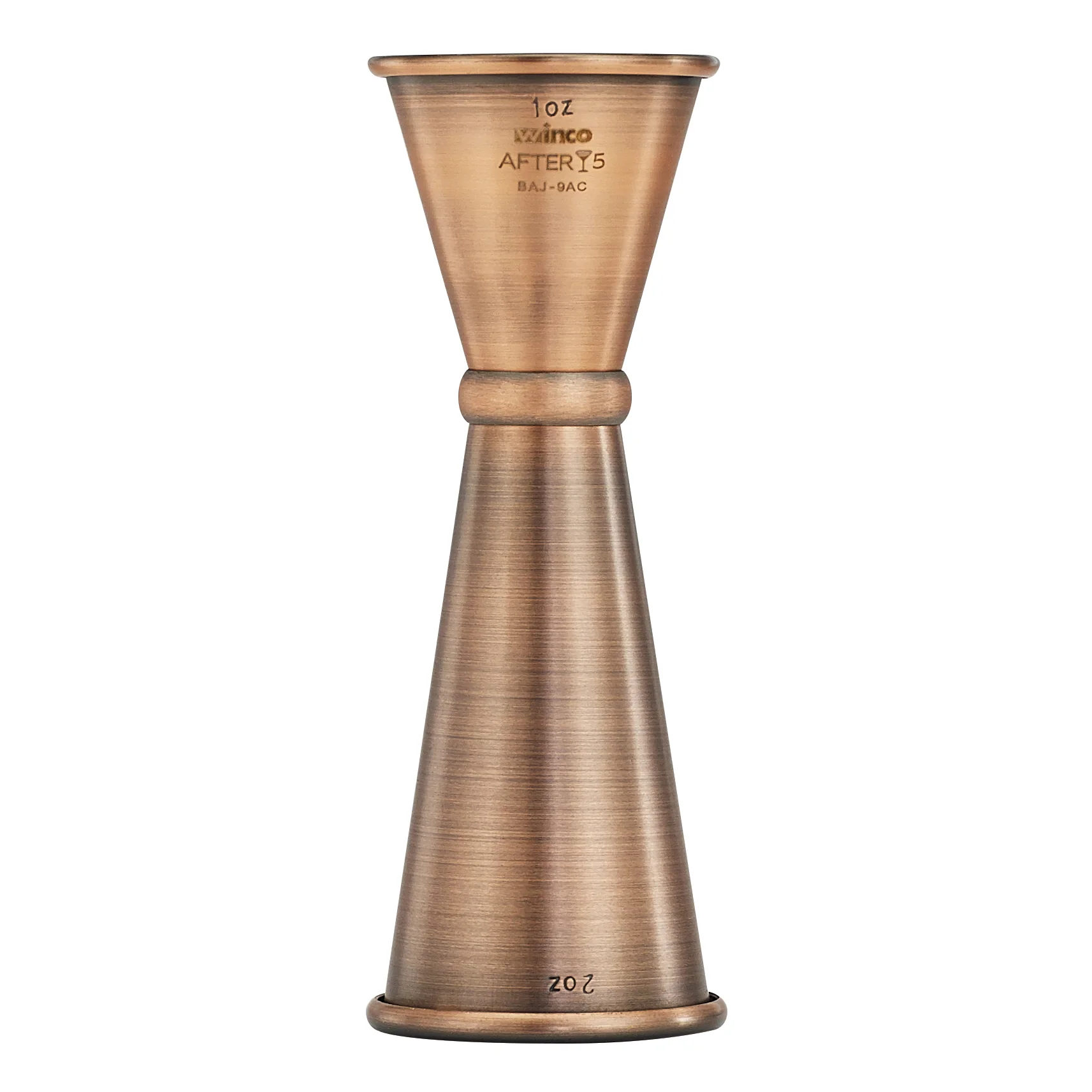 Winco BAJ-9AC 1 oz to 2 oz Jigger with Inner Marking Lines Antique Copper Finish Stainless Steel - Image 4