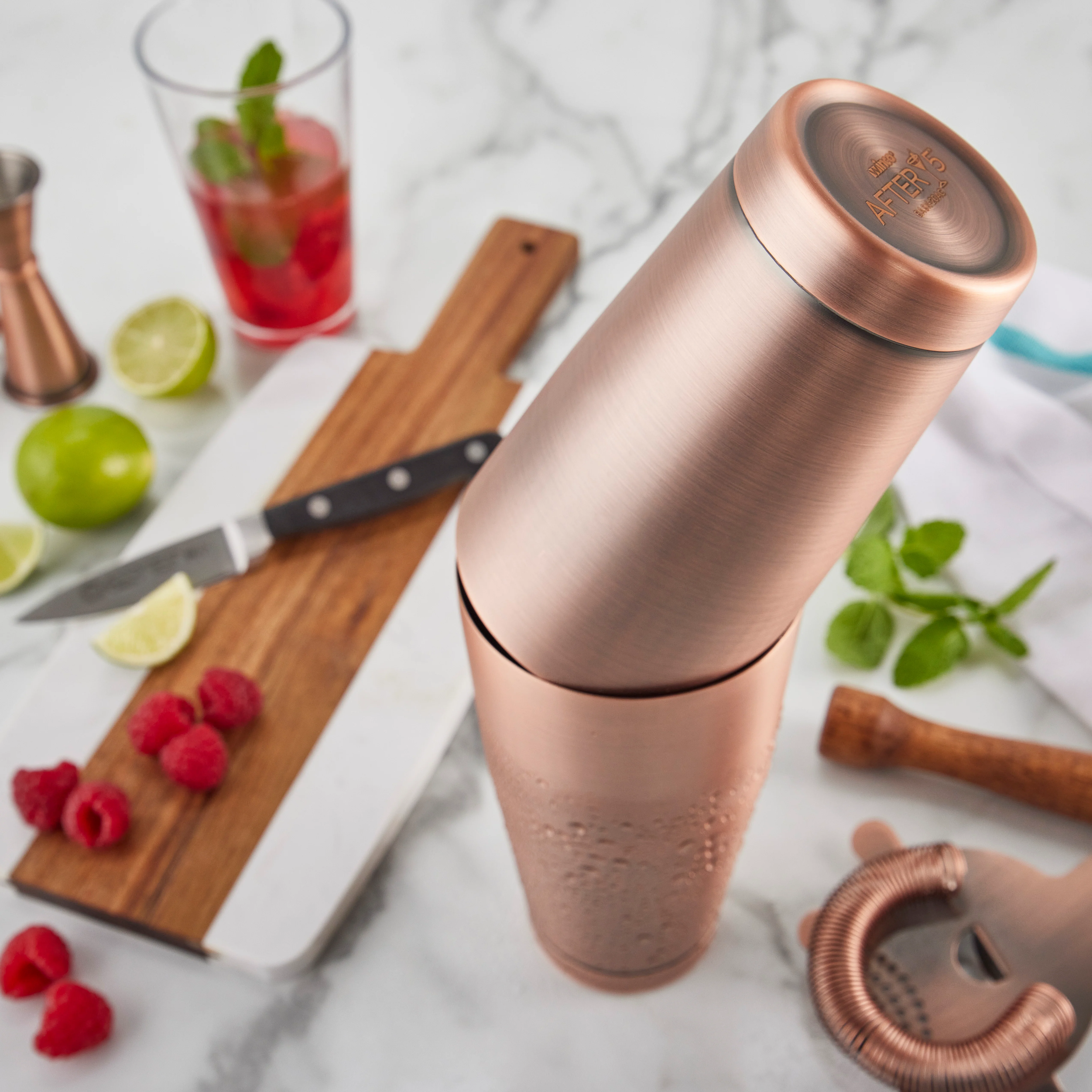 Winco BASK-28AC 28 Oz After 5 Shaker Cup Stainless Steel Antique Copper Finish - Image 2