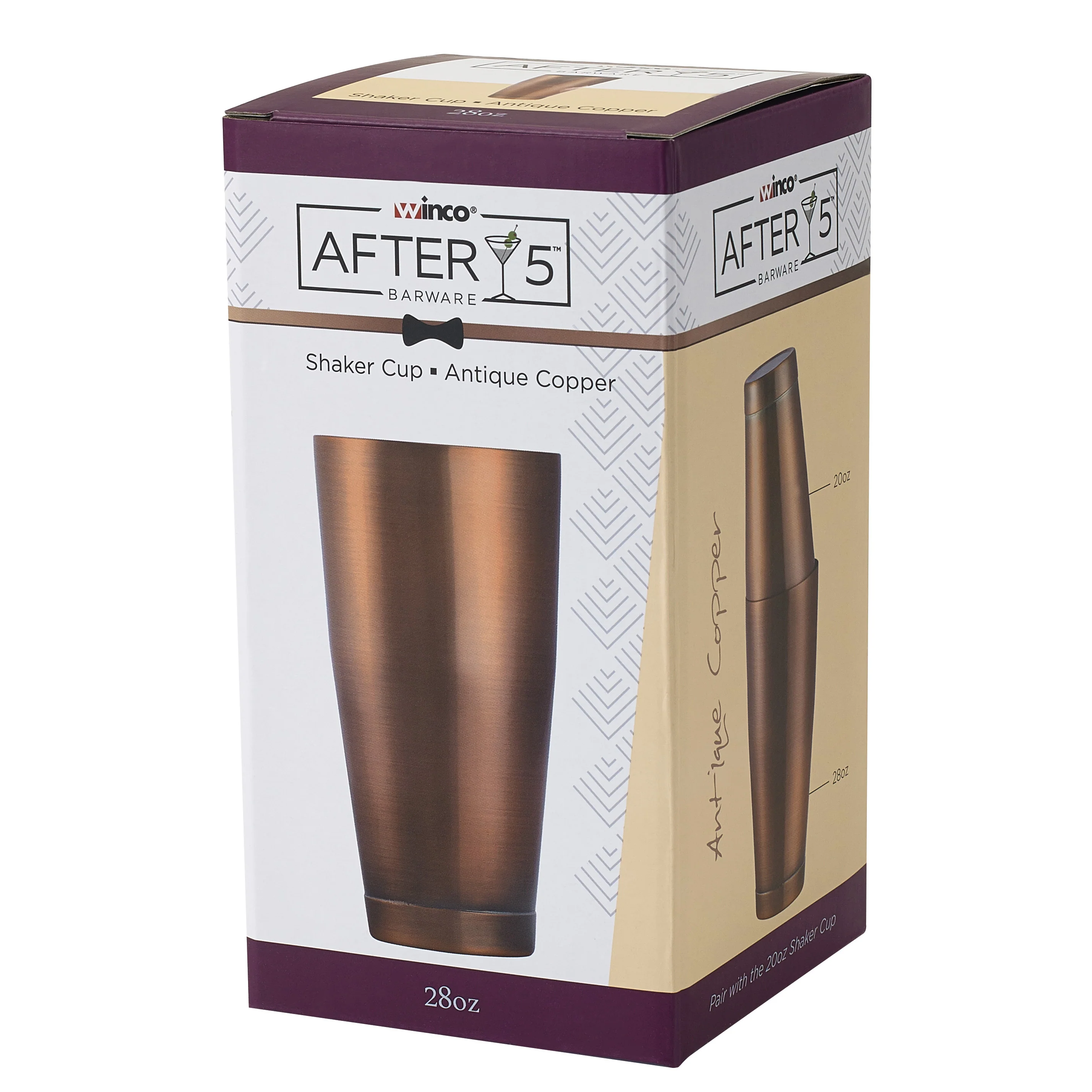 Winco BASK-28AC 28 Oz After 5 Shaker Cup Stainless Steel Antique Copper Finish - Image 5