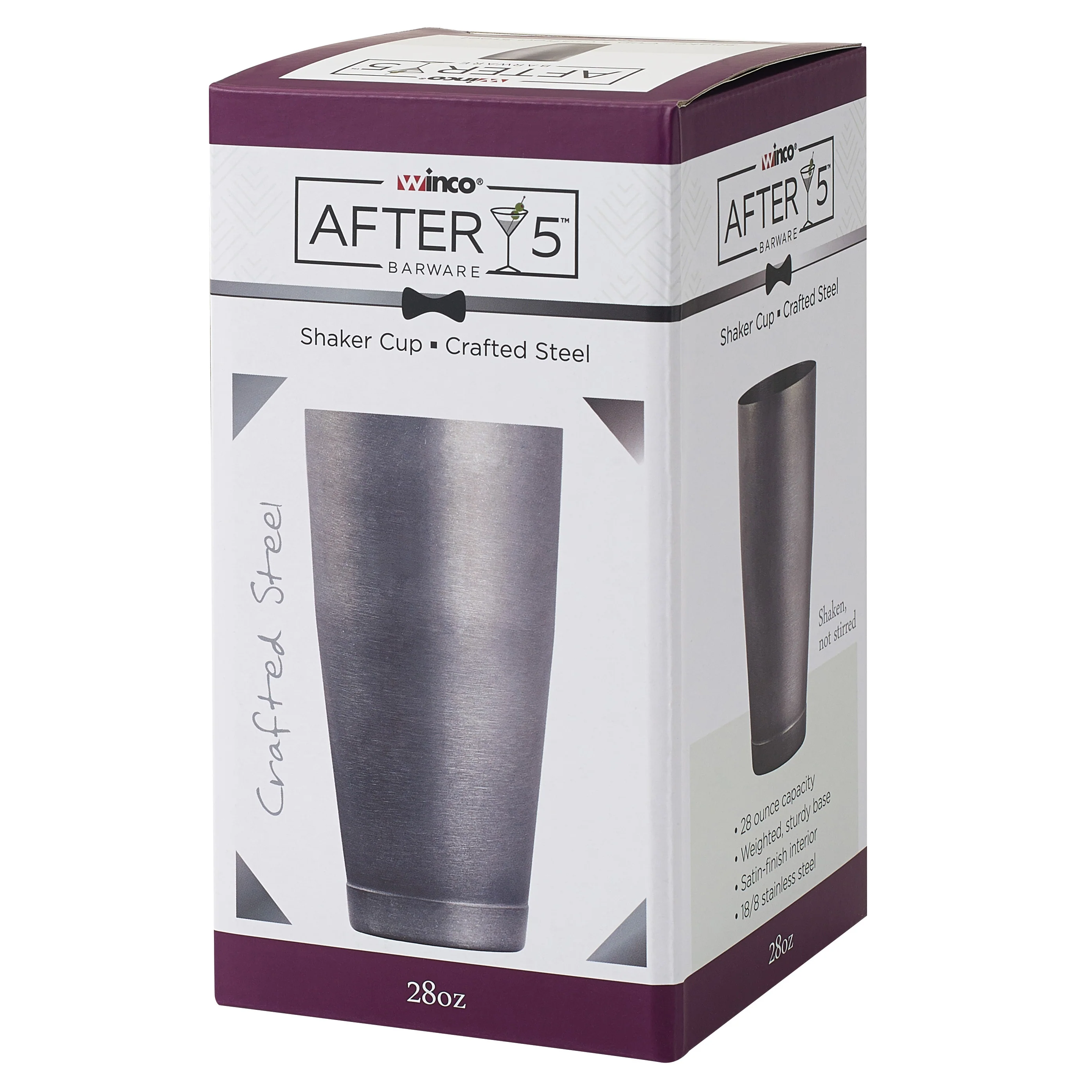 Winco BASK-28CS 28 Oz After 5 Shaker Cup Stainless Steel Crafted Finish - Image 5