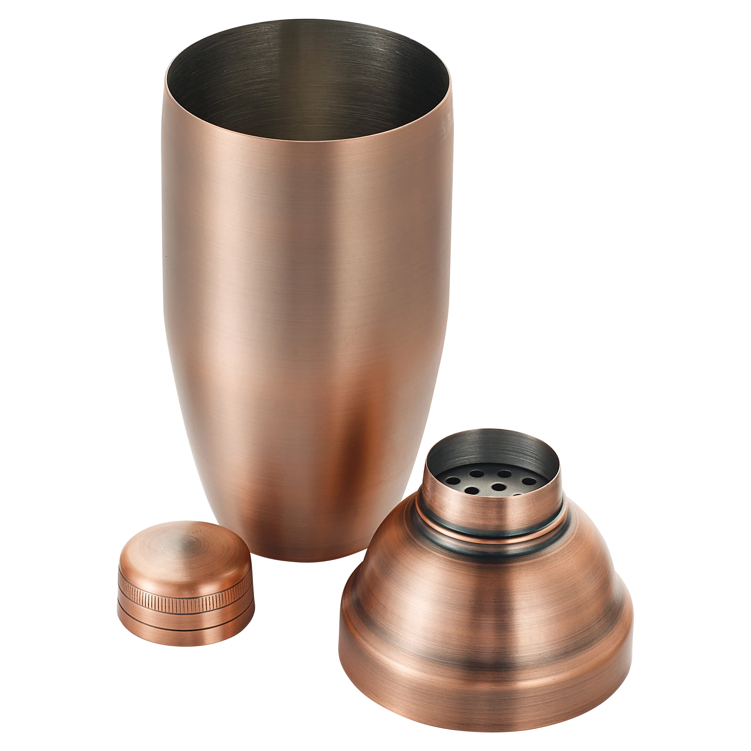 Winco BASS-24AC 24 Oz Bar Cocktail Shaker 3-Piece Antique Copper Finish - Image 4
