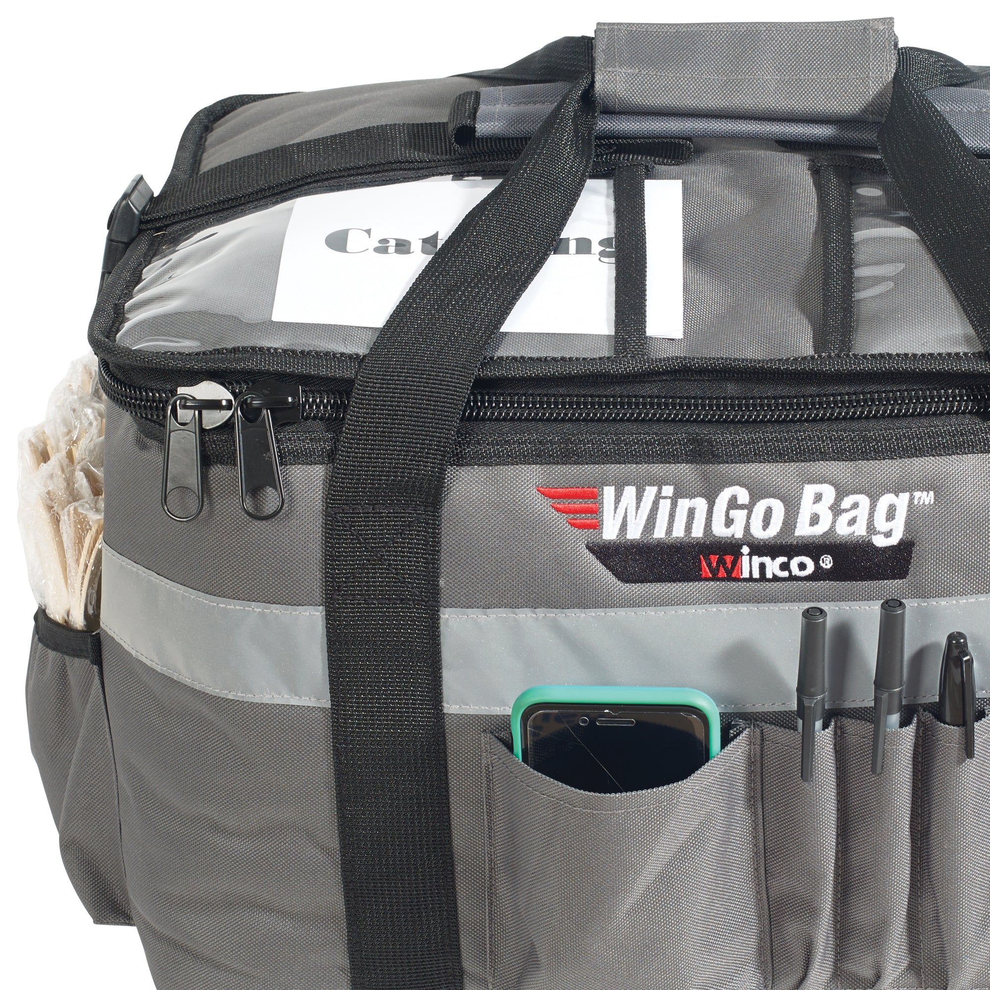 Catering Food Carrier Medium - Winco BGCB-1709 17 Inch Insulated Waterproof Gray - Image 3