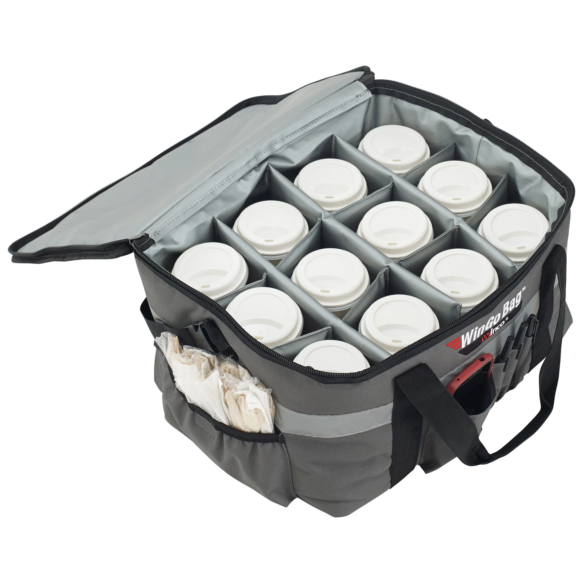 Catering Food Carrier Medium - Winco BGCB-1709 17 Inch Insulated Waterproof Gray - Image 4