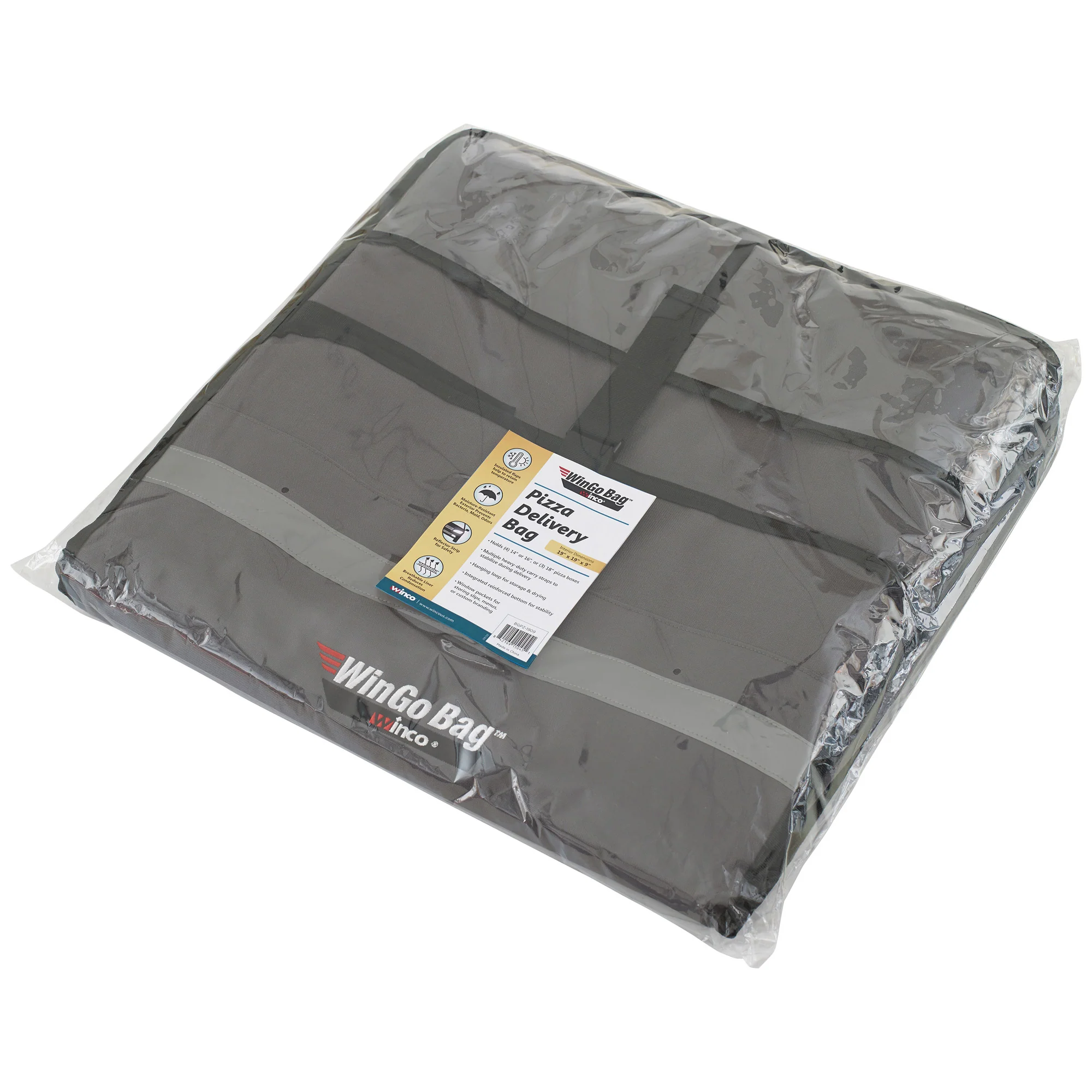 Winco BGPZ-1909 19 Inch Insulated Pizza Bag Gray with Heavy Duty Liner - Image 4