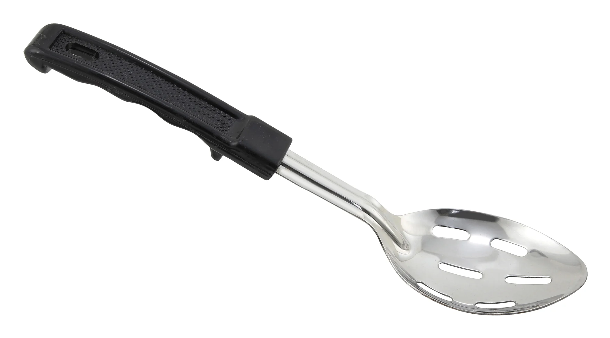 Winco BHSN-11 11 Inch Slotted Basting Spoon with Black Plastic Handle Stainless Steel - Image 2