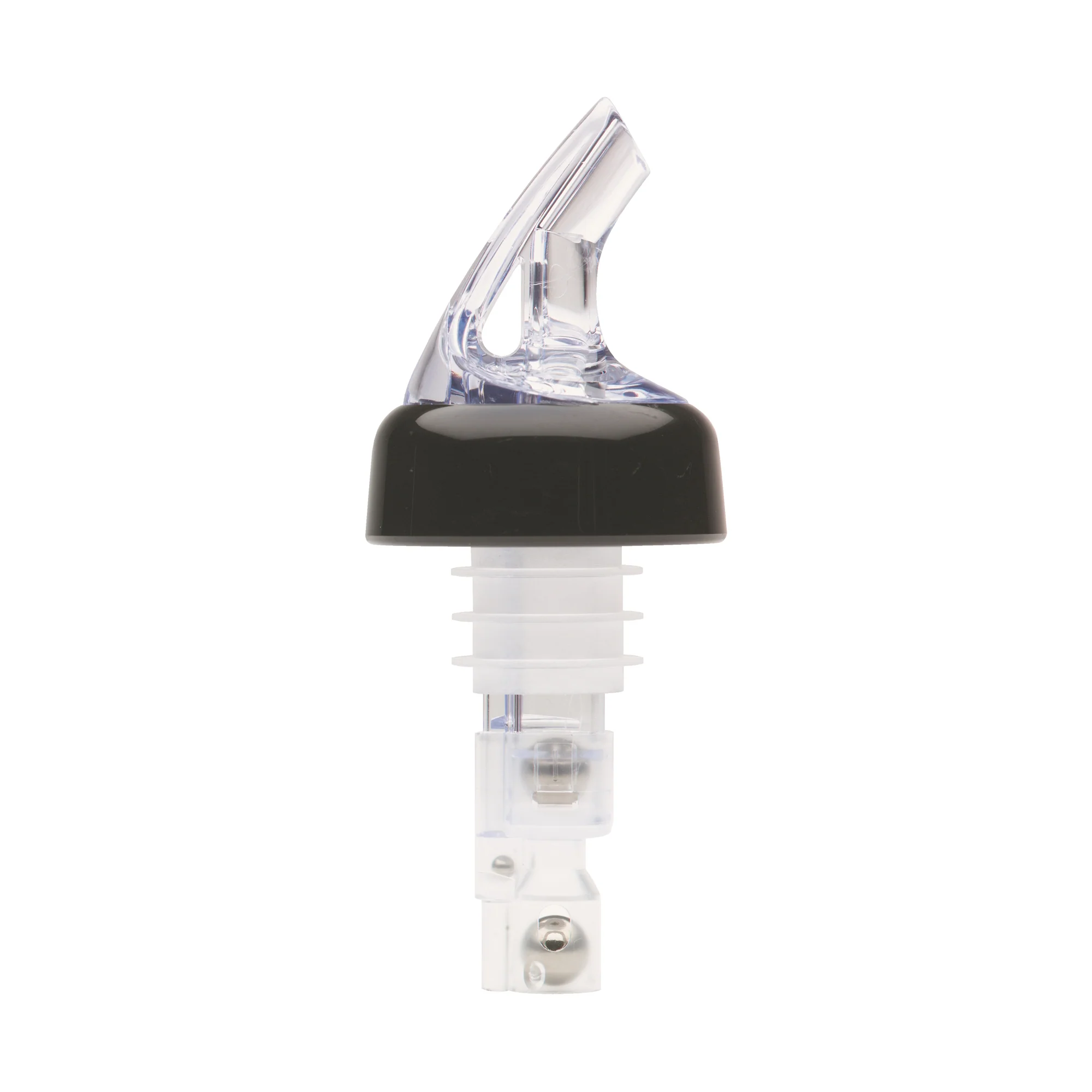 Winco BMP-3125C-PKG Bar Maid 1-1/4 oz "Premium Pour" Measured Pourers, Clear with Black Collar - 2 Pieces/Pack
