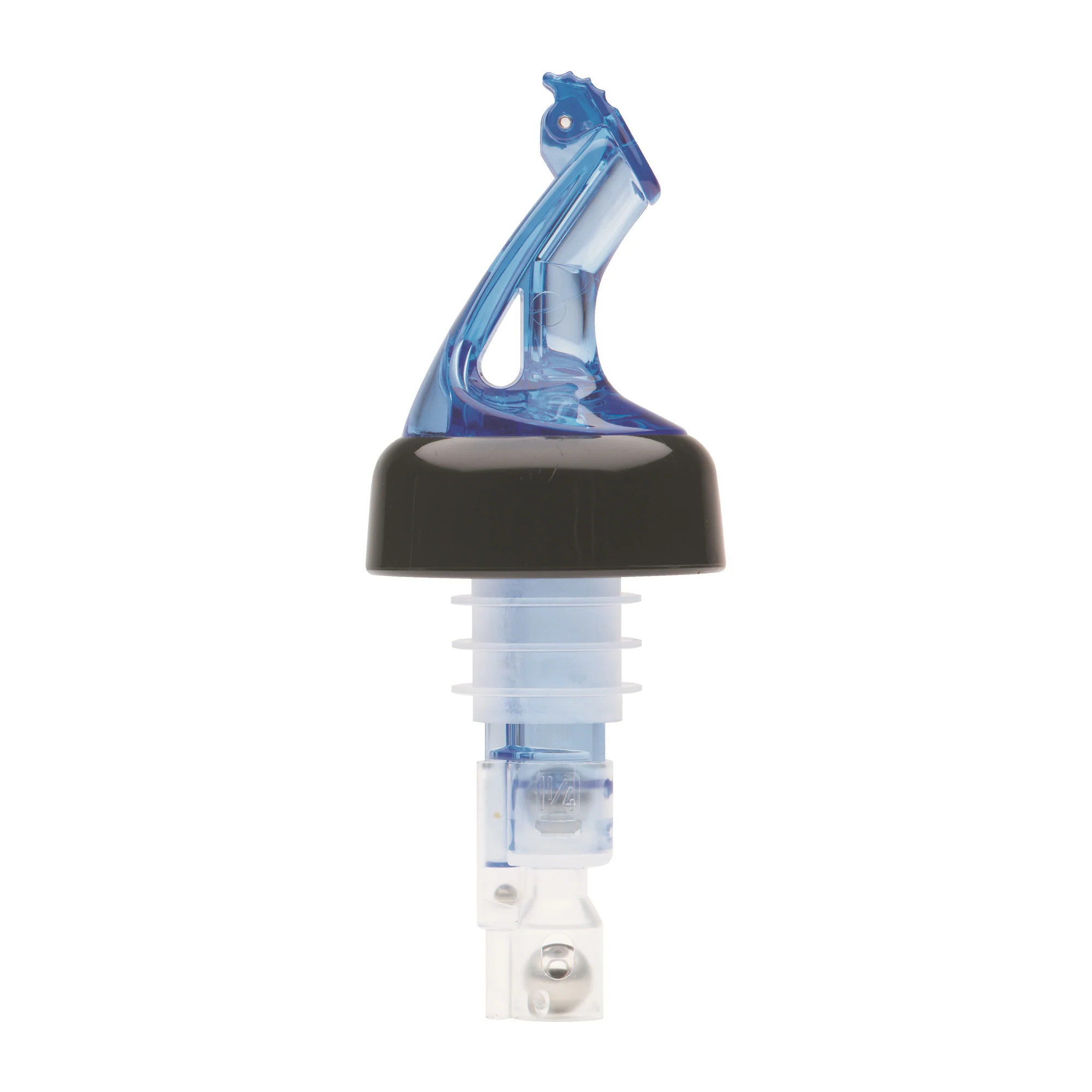 Winco BMP-5100B-PKG Bar Maid 1 oz "Premium Pour" Measured Pourers with Flip Top and Black Collar, Blue - 2 Pieces/Pack - Image 2