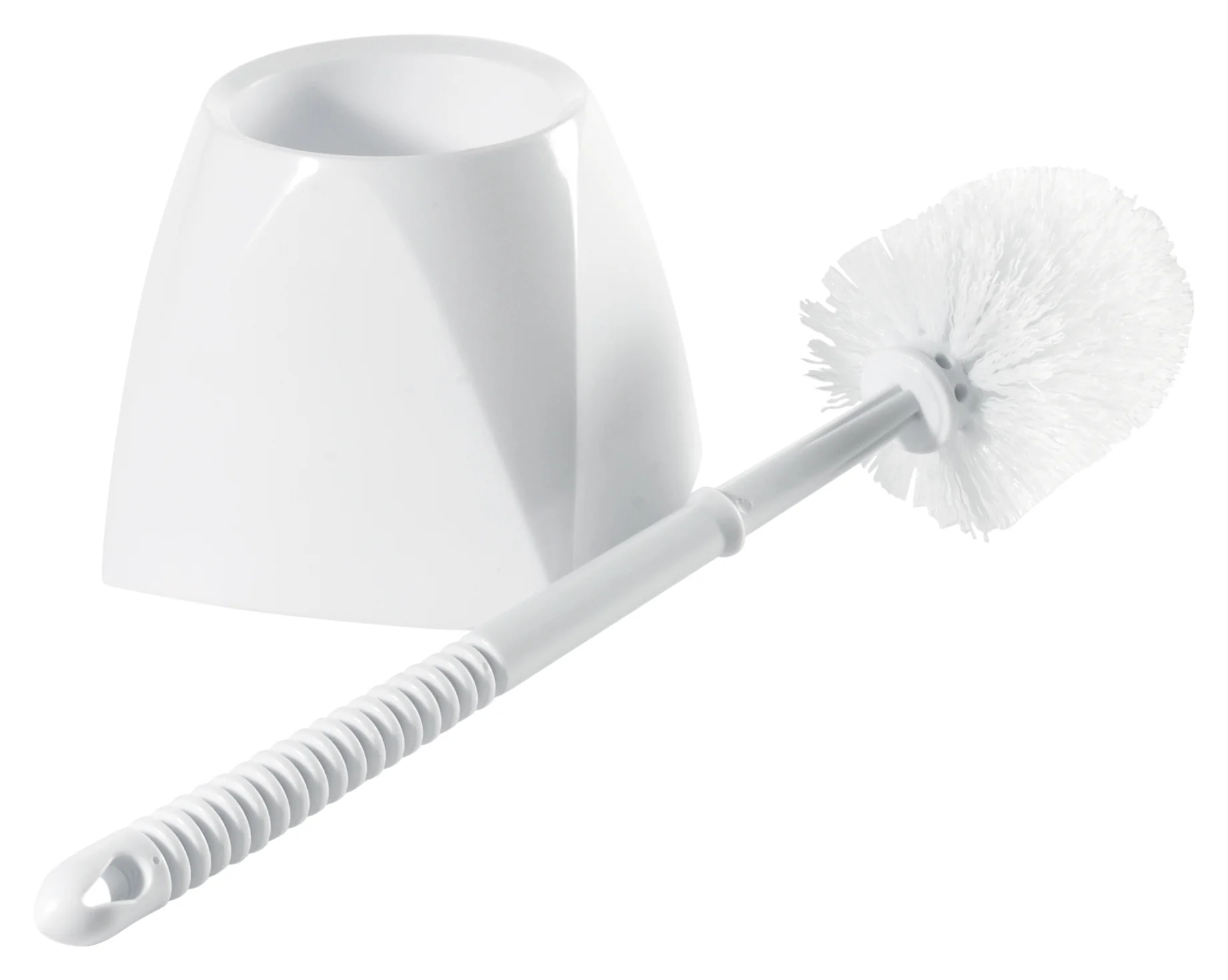 Winco BR-15SET 15 Inch Polypropylene Toilet Brush and Caddy Set White - Image 2