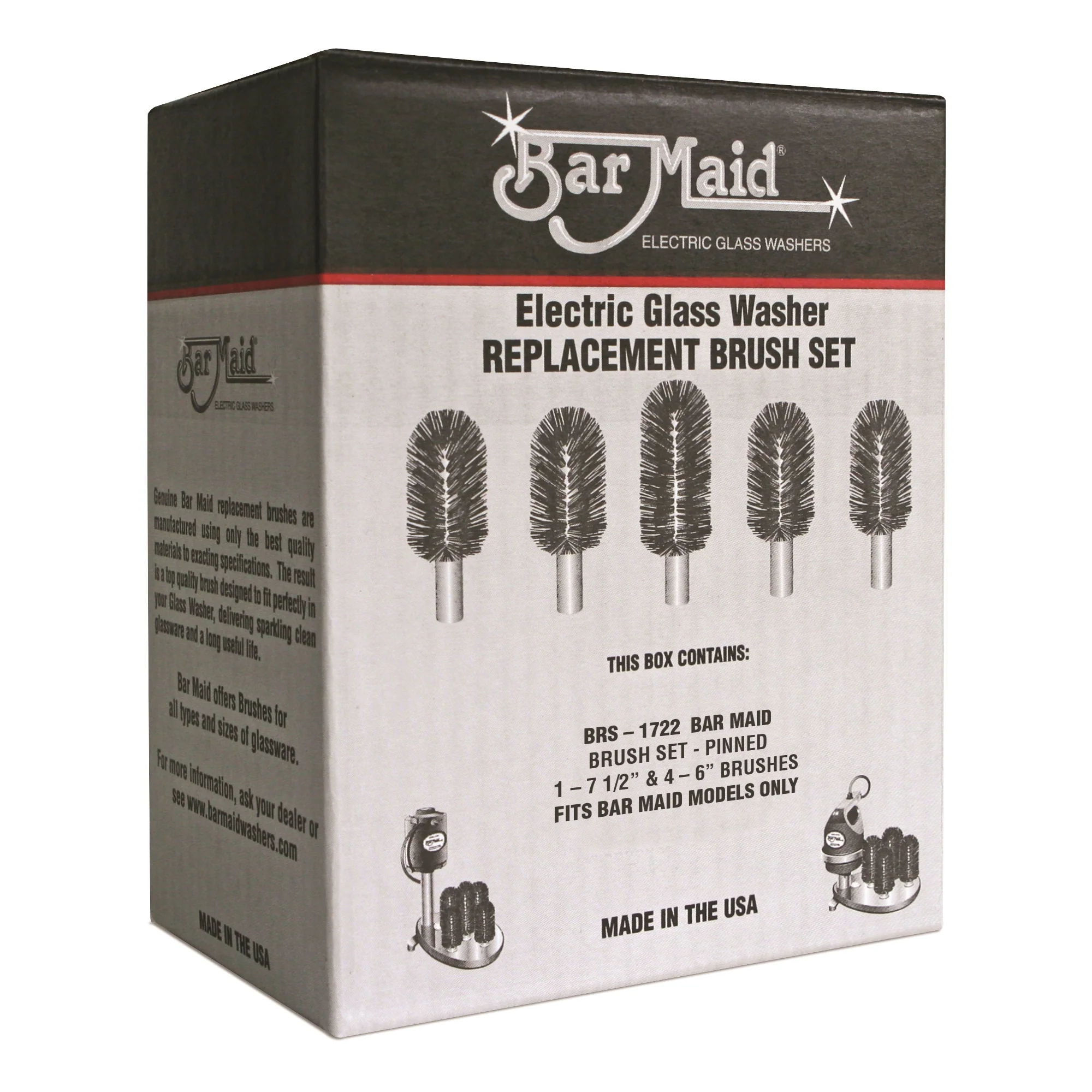 Winco BRS-1722 Bar Maid Replacement Brush Set for Glass Washer, Pinned - Image 2