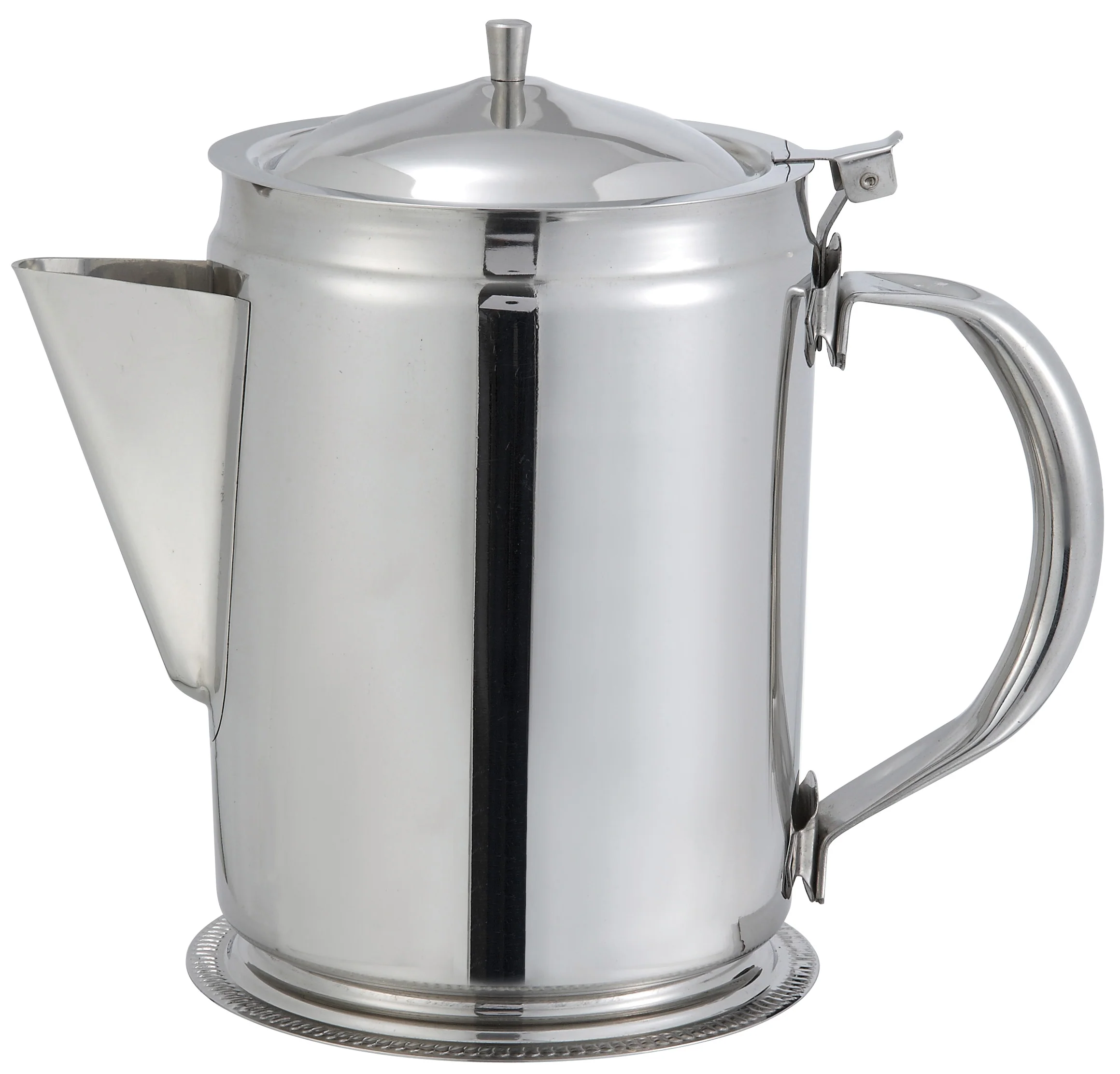 Winco BS-64 64 Oz Beverage Server with Hinged Top Cover Stainless Steel Mirror Finish