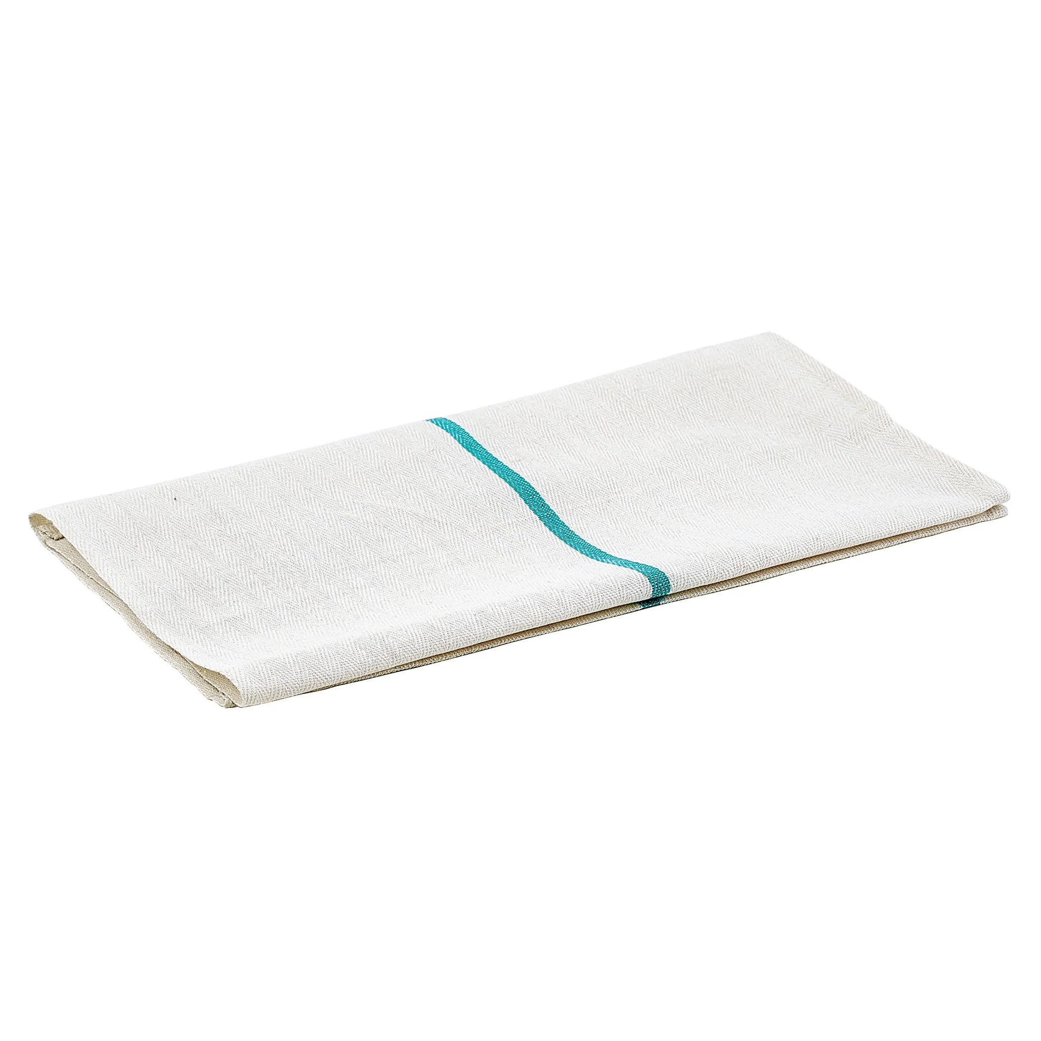 Winco BTH-2028G 20 Inch Herringbone Towel Lint Free Green Stripe Poly Cotton
