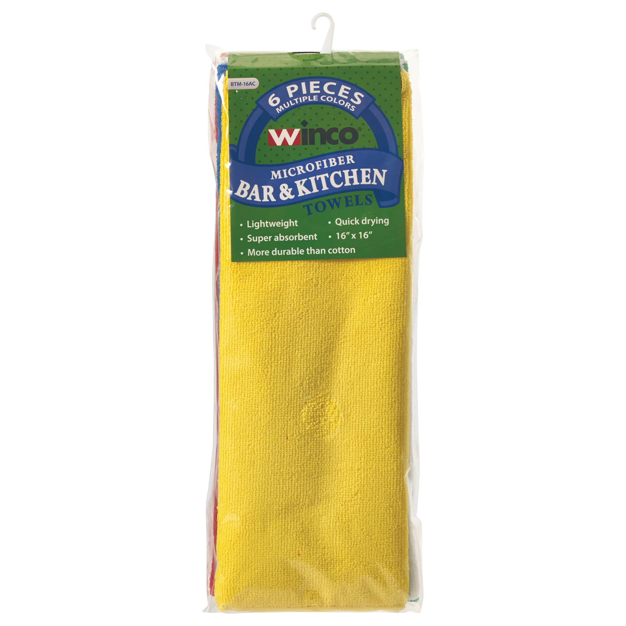 Winco BTM-16AC 16 Inch Microfiber Bar and Kitchen Towel Set - 6 Packs - Image 3