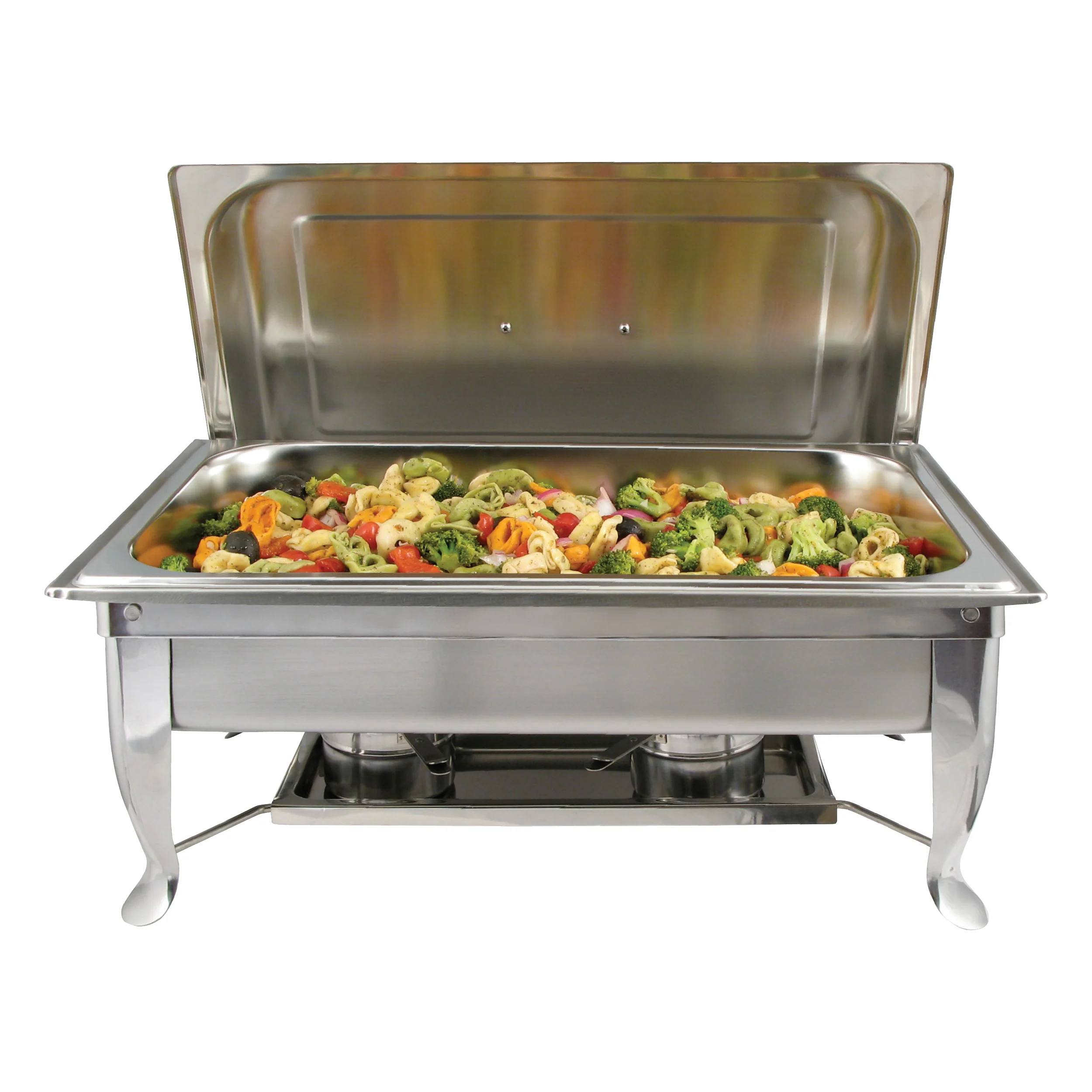 Winco C-1080 8 Quarts Chafer Rectangular with Folding Stand Polished Stainless Steel - Image 3