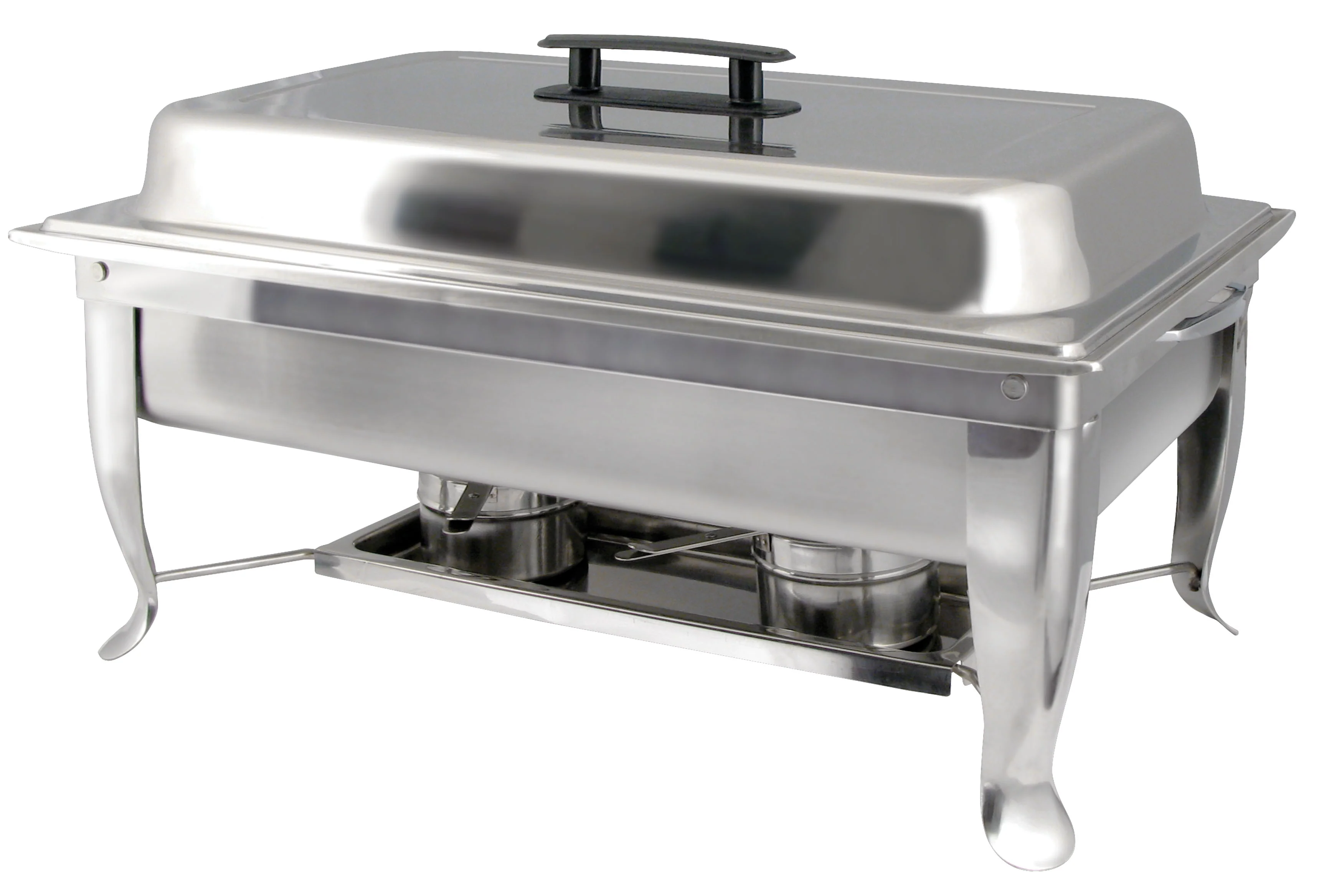 Winco C-1080 8 Quarts Chafer Rectangular with Folding Stand Polished Stainless Steel - Image 4