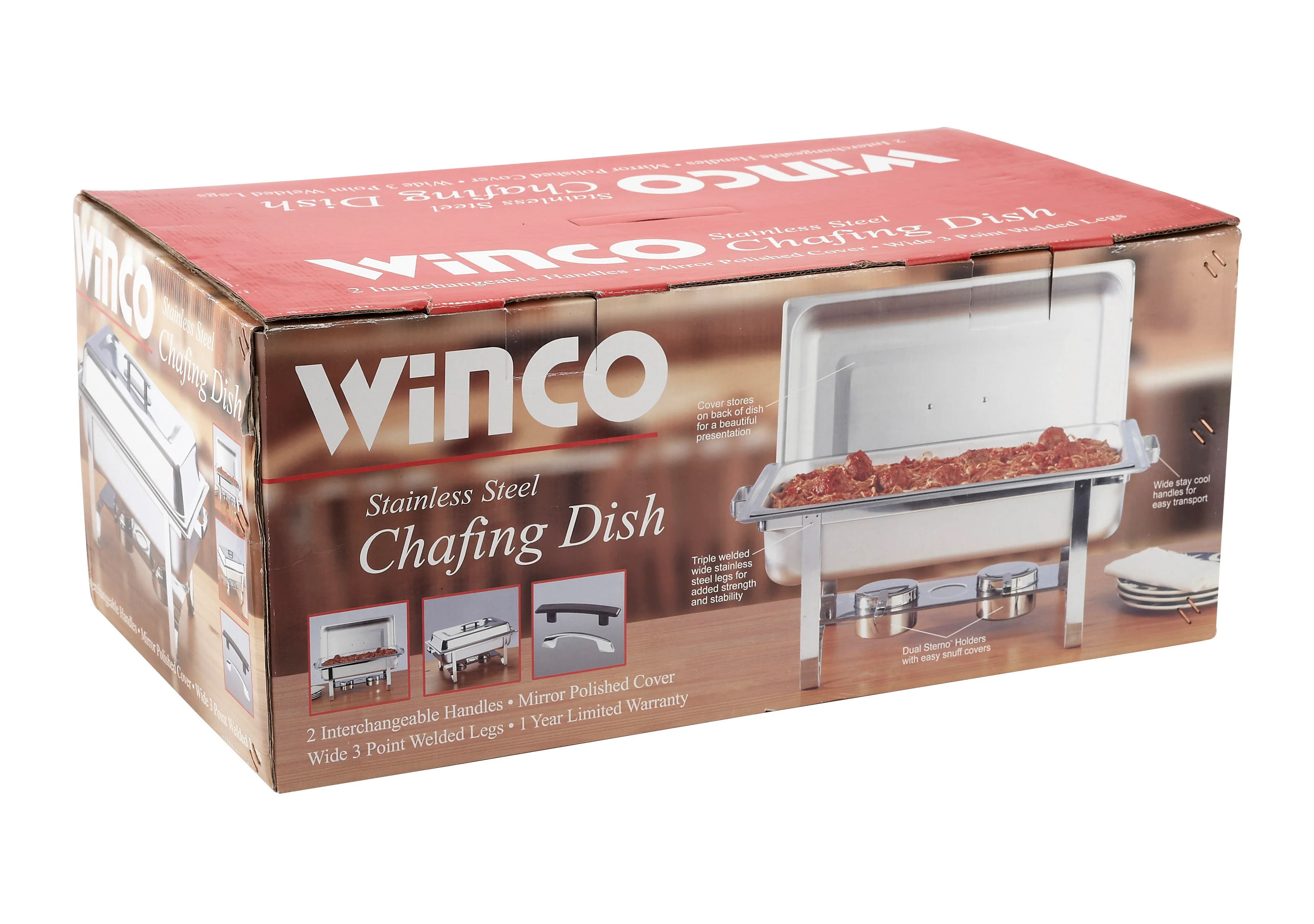 Newburg Chafing Dish 8 Quart - Winco C-3080B Full-Size Rectangular Stainless Steel - Image 2