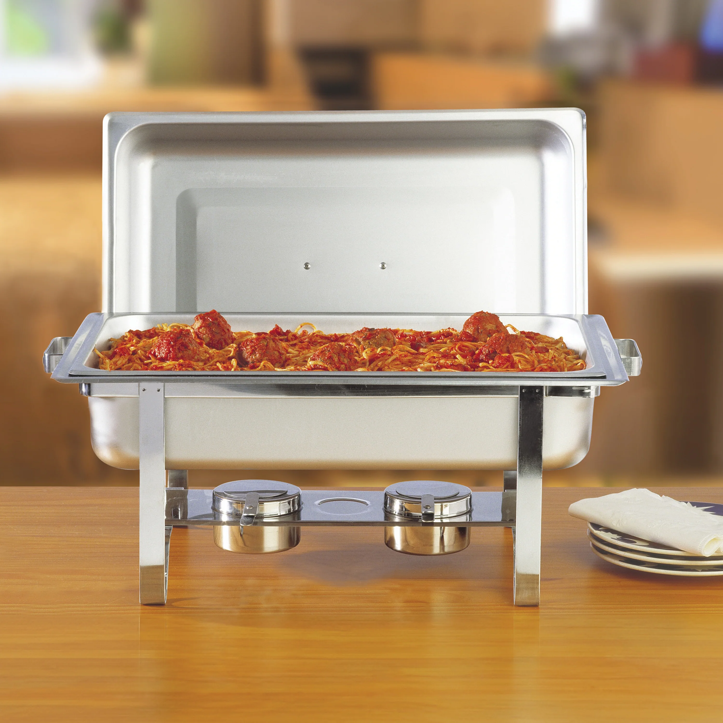 Newburg Chafing Dish 8 Quart - Winco C-3080B Full-Size Rectangular Stainless Steel - Image 4