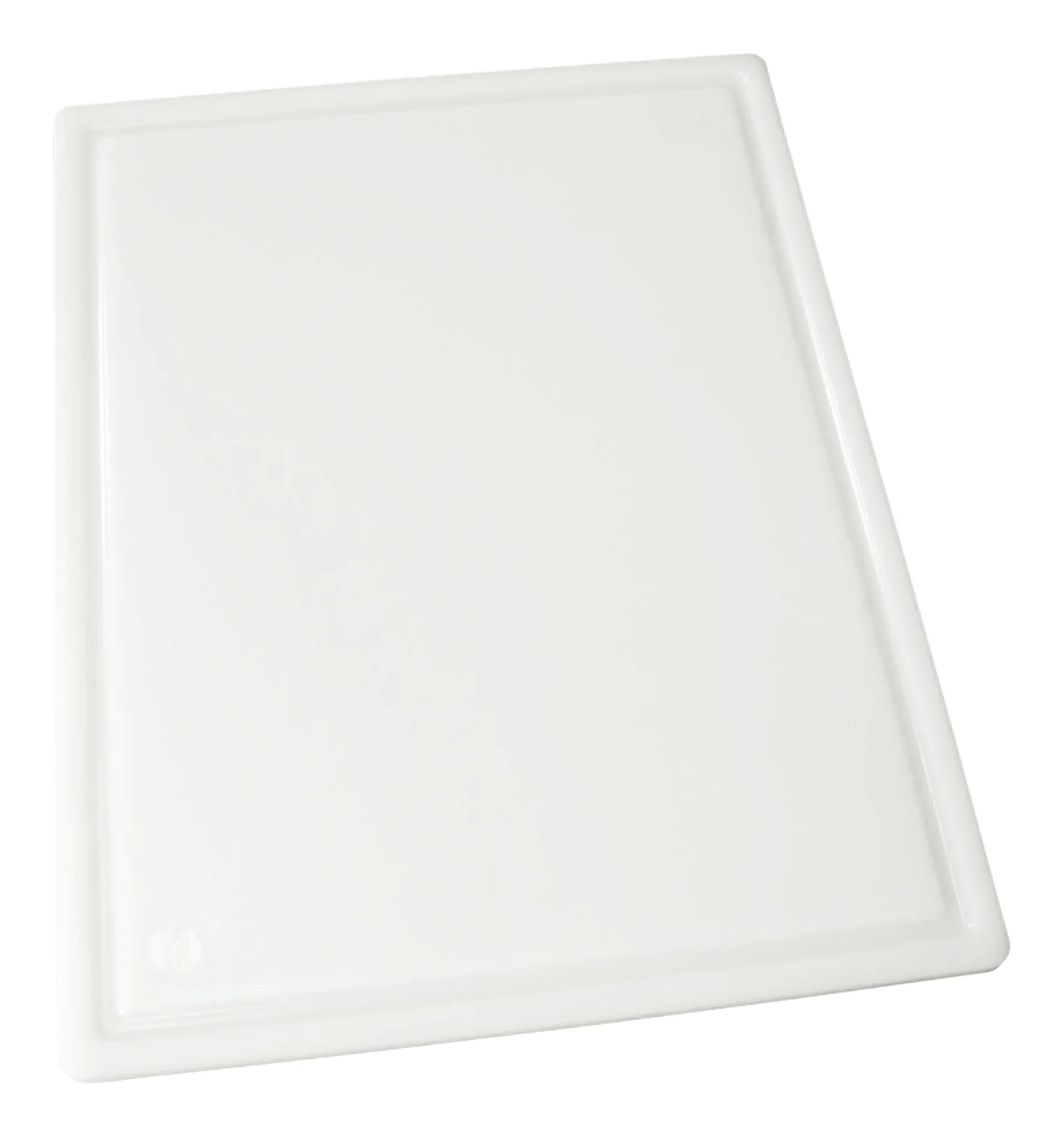 Winco 12" x 18" White Plastic Cutting Board - Grooved Edge - Image 2