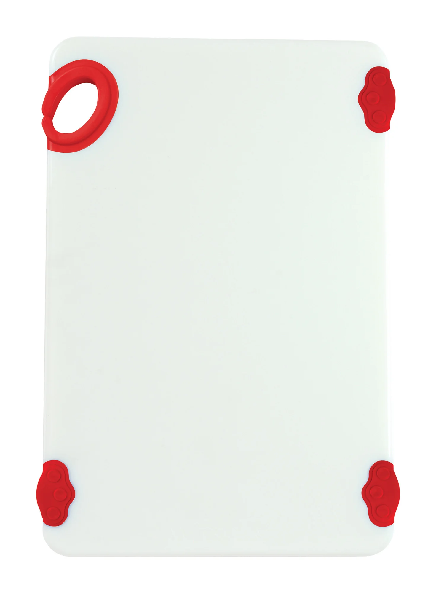 Winco CBN-1218RD 12 Inch Rectangular Cutting Board with Rubber Grip Hook Red Co-polymer - Image 2