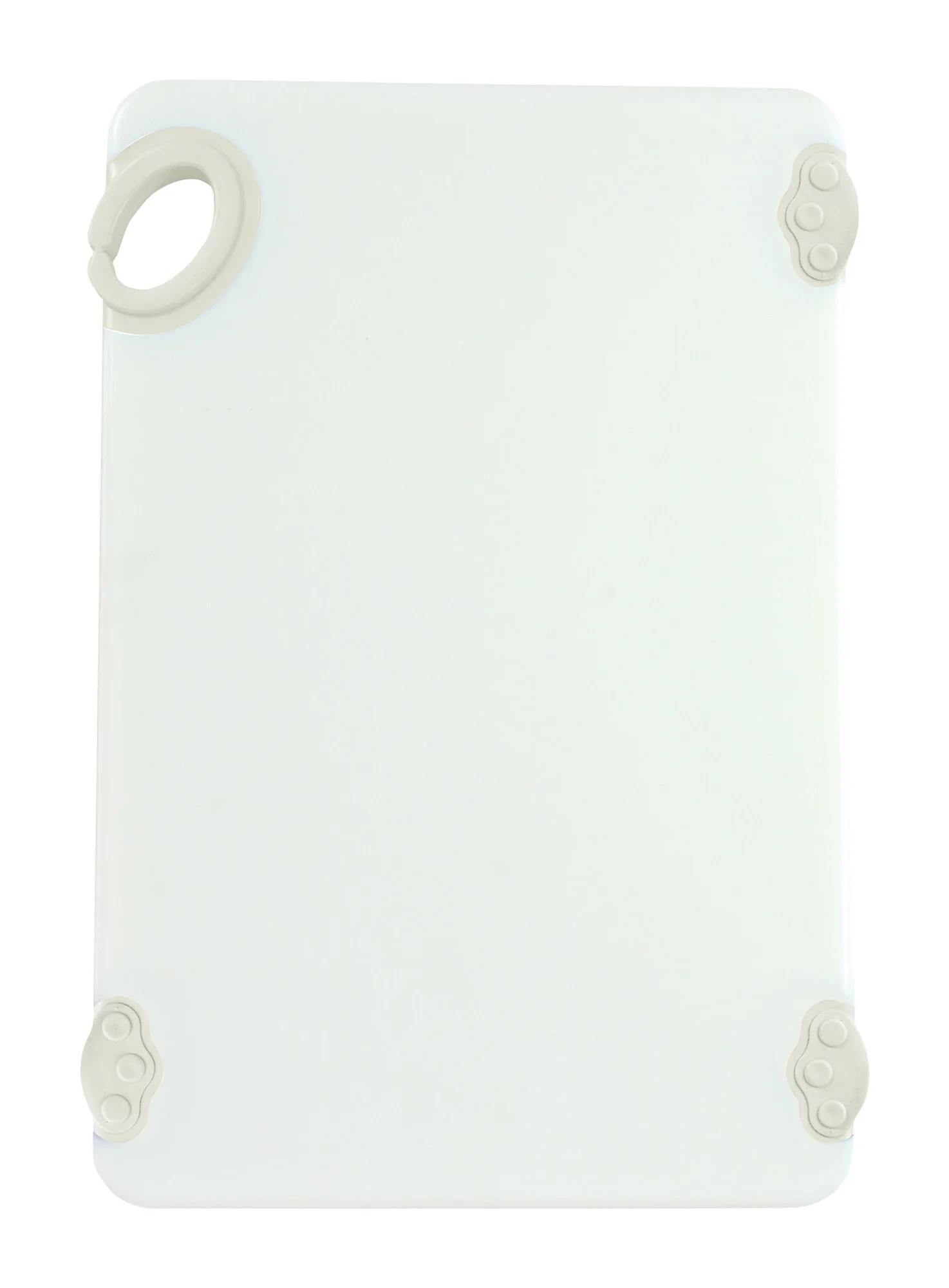 Winco CBN-1218WT 12 Inch Rectangular Cutting Board with Rubber Grip Hook White Co-polymer