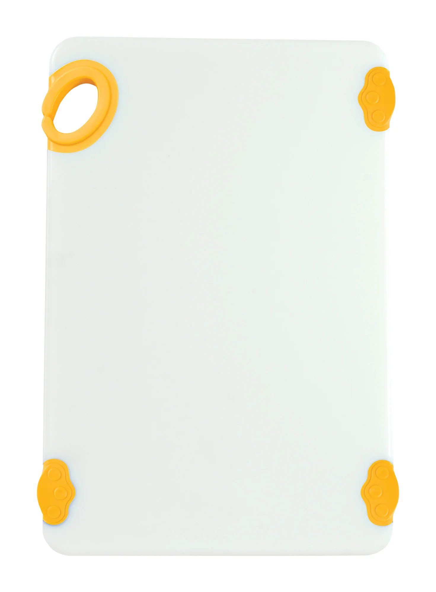 Winco CBN-1218YL 12 Inch Cutting Board Rectangular with Rubber Grip Hook Yellow Co-polymer