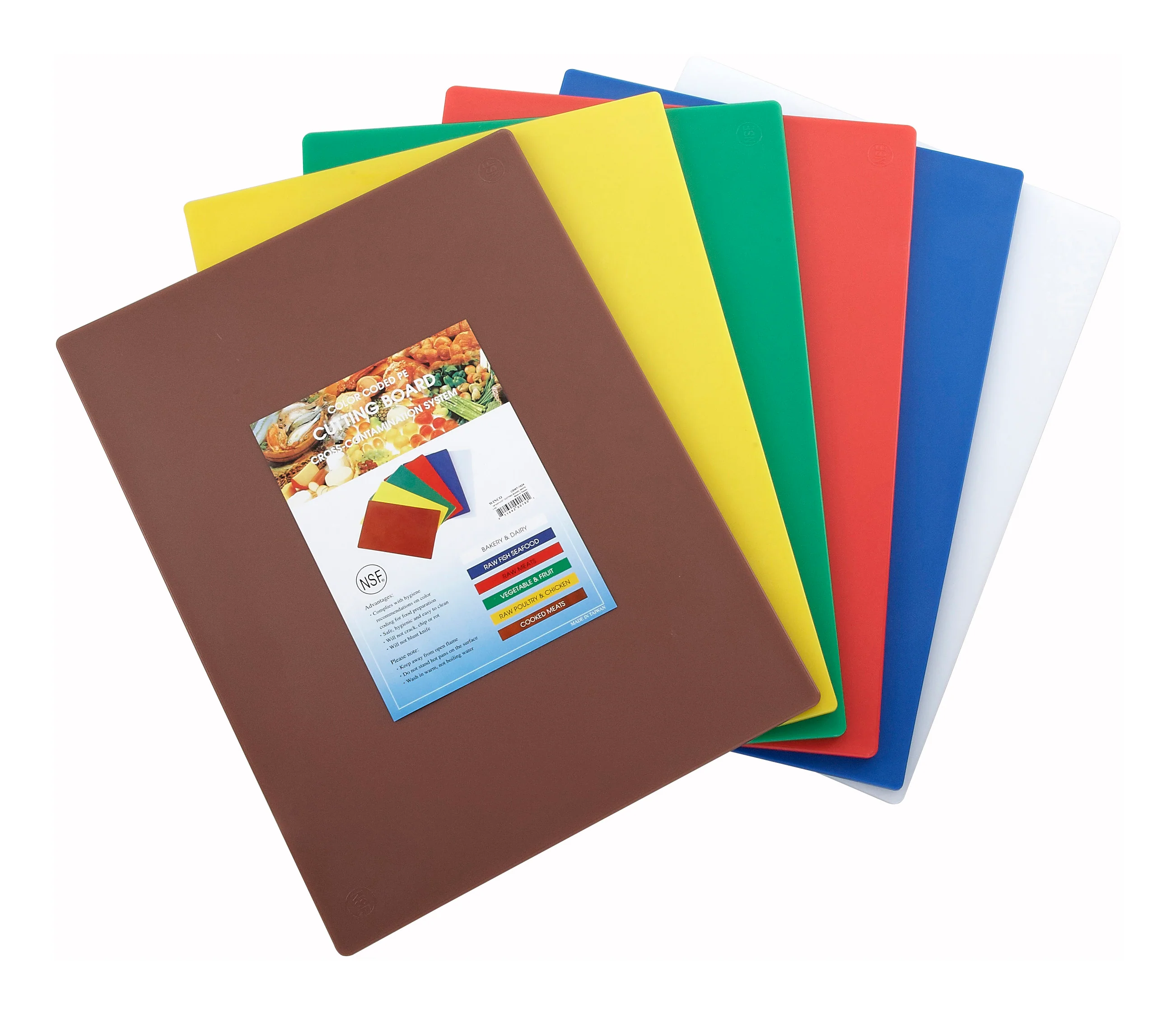 Winco CBST-1520 15 Inch Cutting Board Set Assorted Colors Polyethylene - Image 2