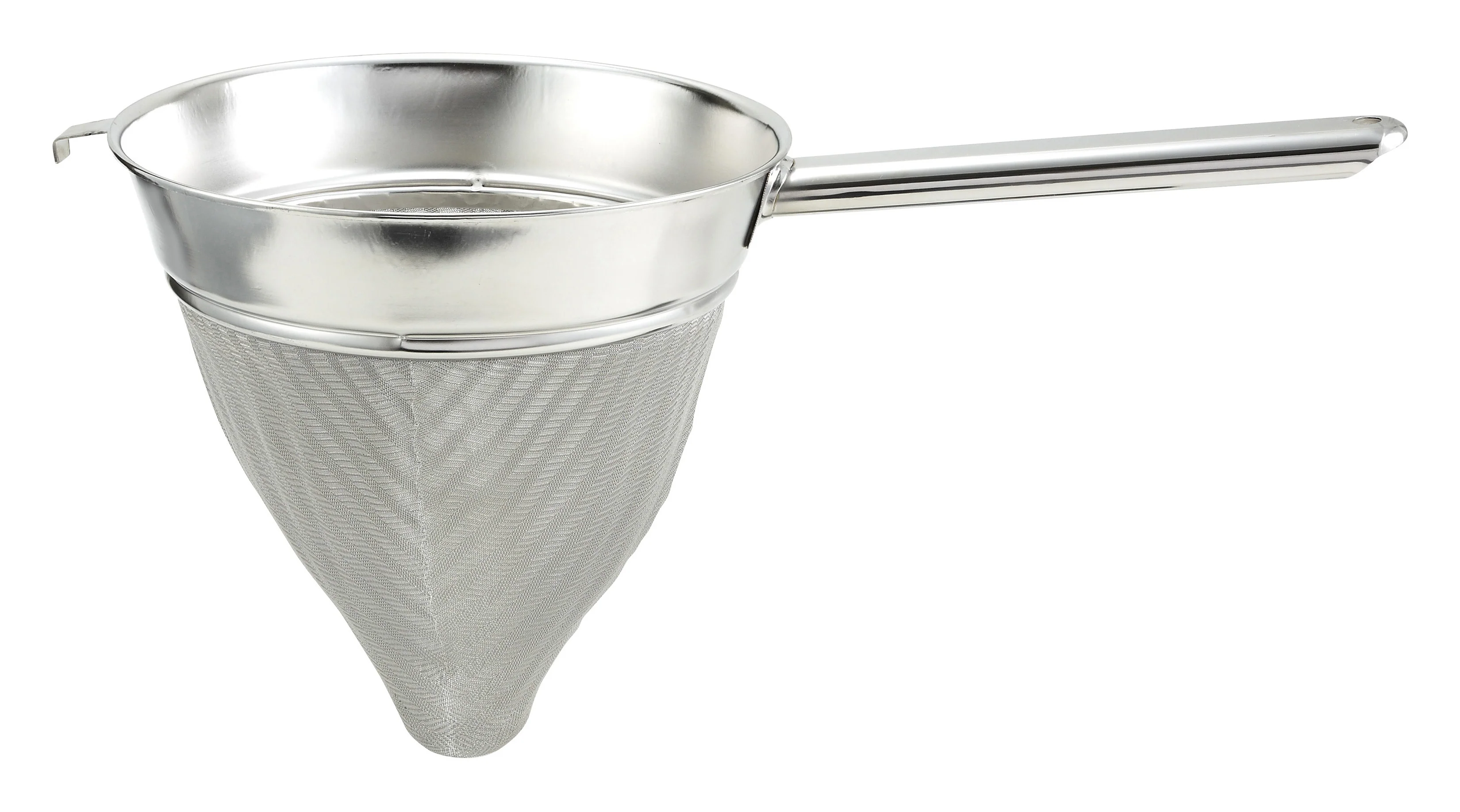 Winco CCB-8 8 Inch Bouillon Strainer Extra Fine Mesh Stainless Steel with Hollow Handle - Image 2