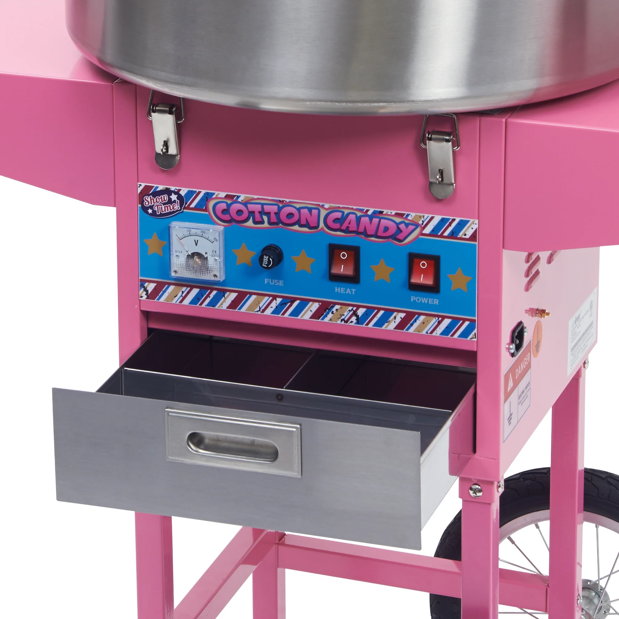 Winco CCM-28M 20-1/2 Inch Cotton Candy Machine with Cart Makes 120 Cones Per Hour - Image 3