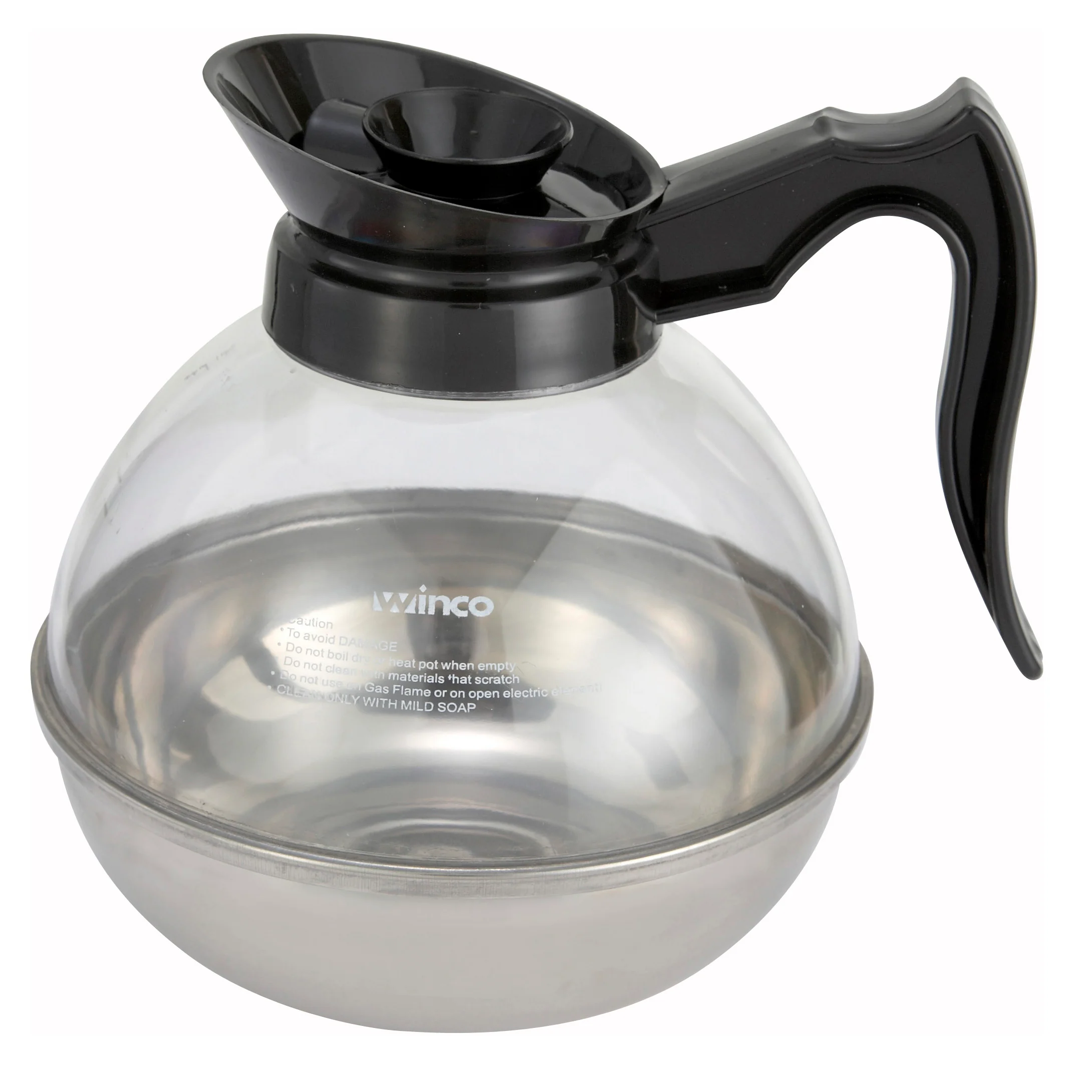 Coffee Decanter 64 Oz - Winco CD-64K Regular with Black Handle Stainless Steel Spout - Image 2