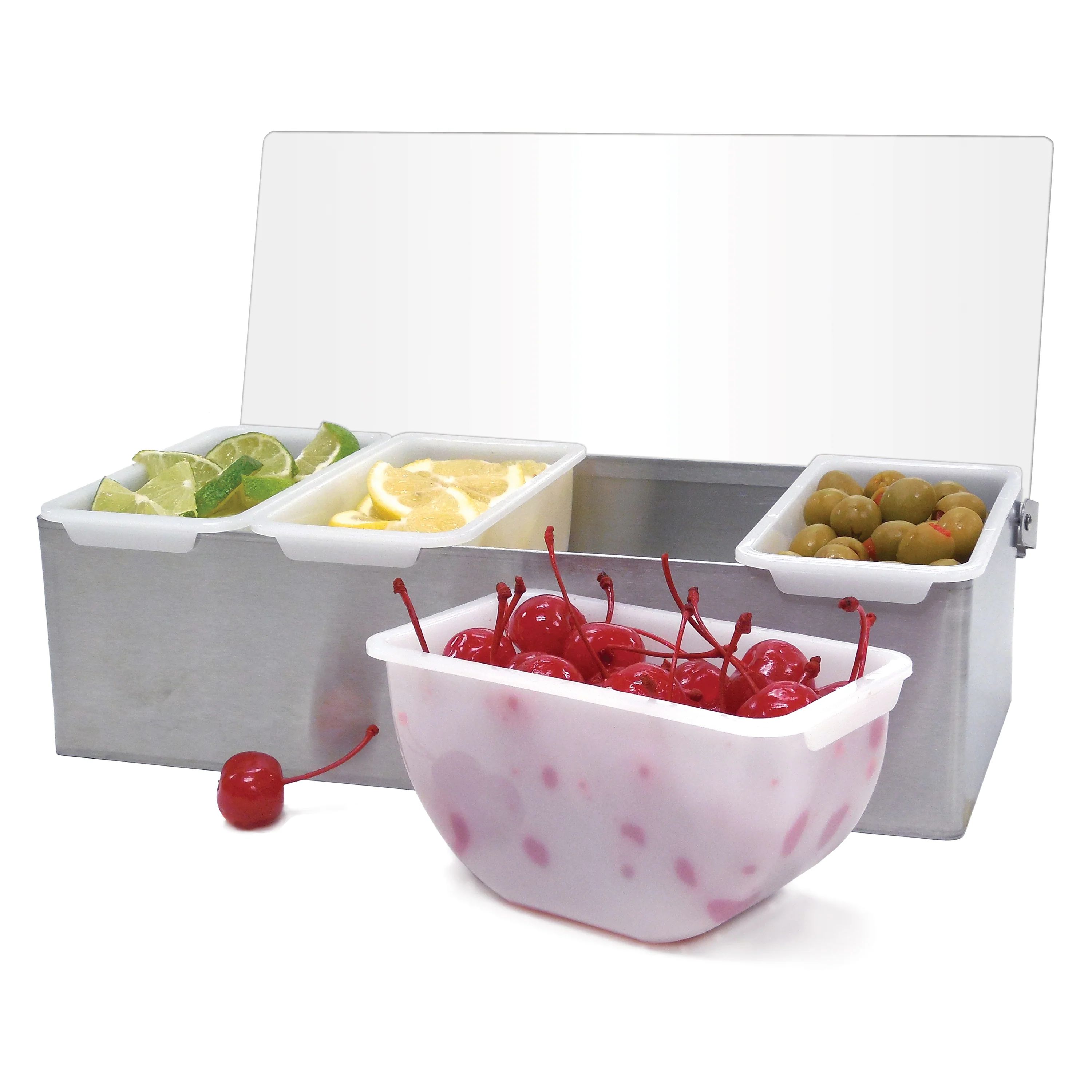 Winco CDP-4 12 Inch Condiment Caddy Stainless Steel with 4 Sections - Image 2