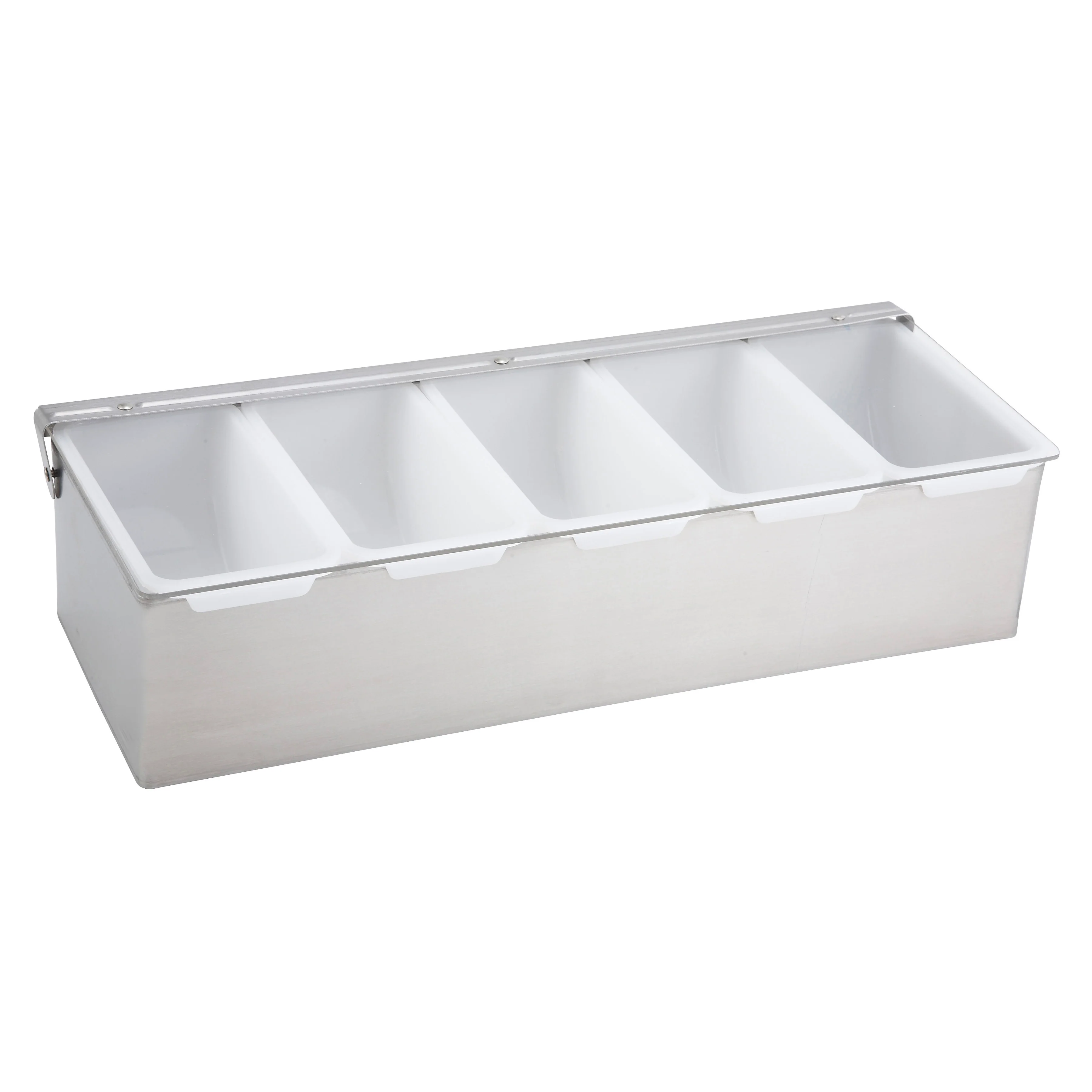 Winco CDP-5 15 Inch Stainless Steel Condiment Caddy 5 Compartment Countertop - Image 2