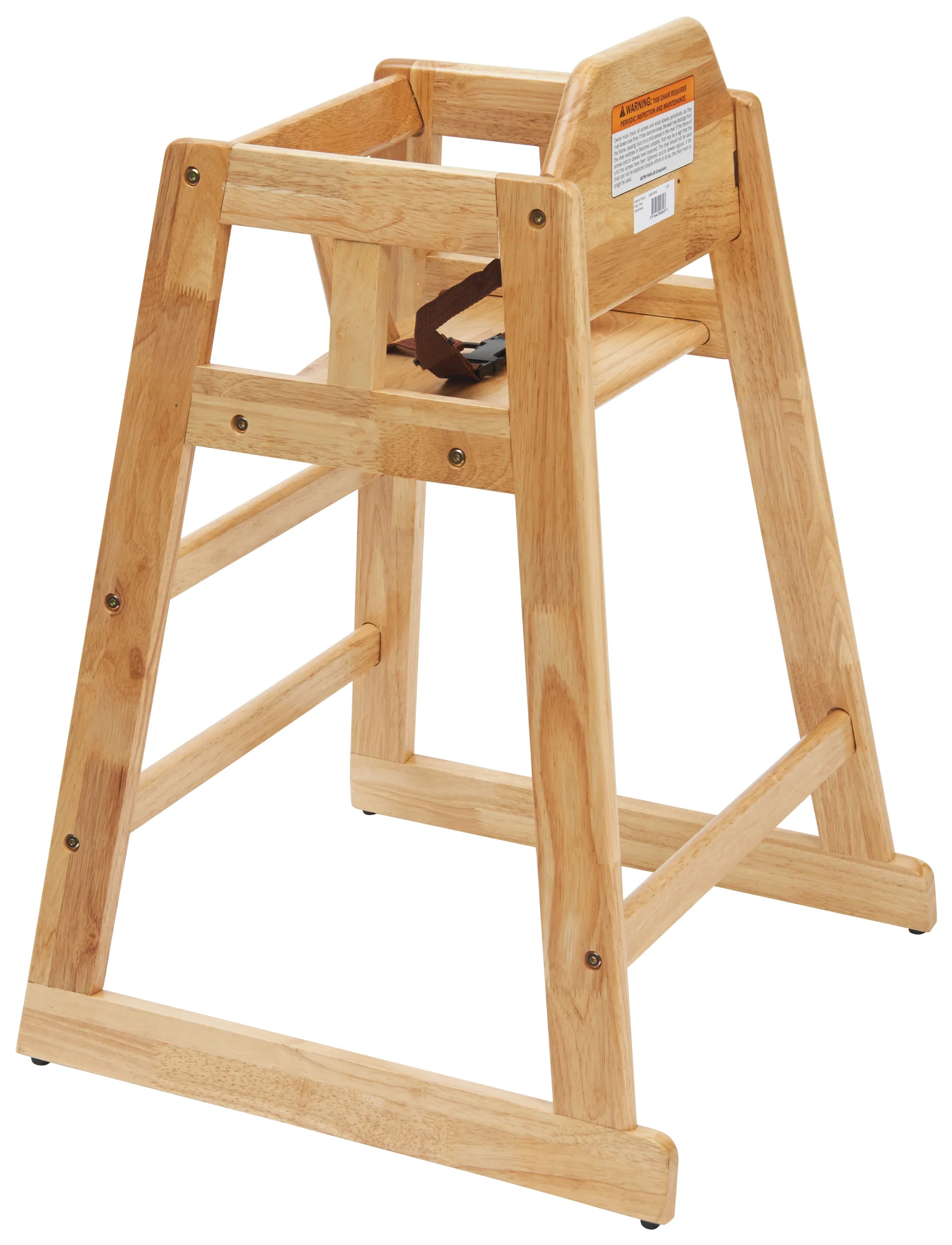 Winco CHH-101A 20 Inch Buckle Strap High Chair Rubber Wood Natural Finish - Image 4