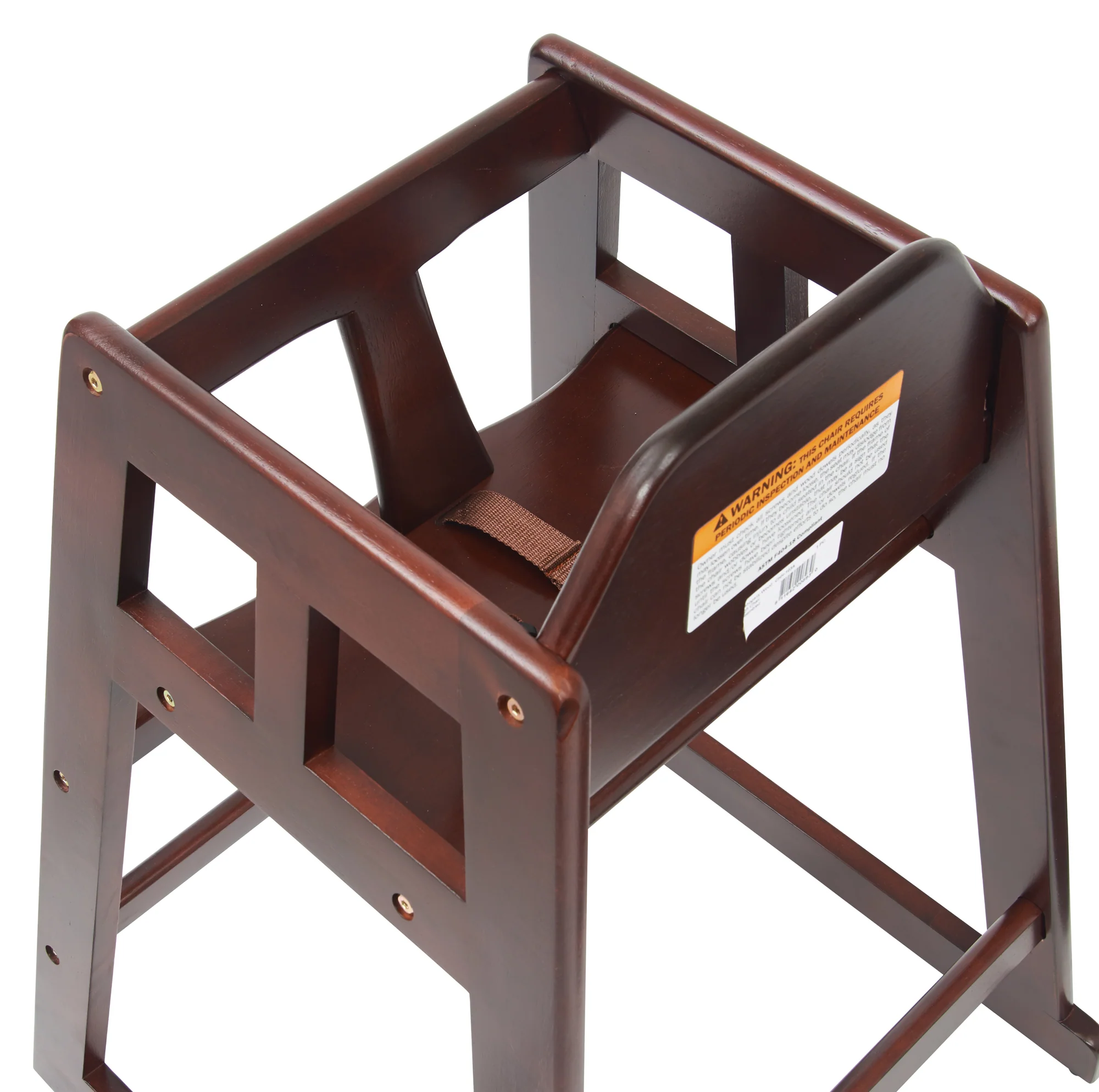 Winco CHH-103A 20 Inch Buckle Strap High Chair Rubberwood Mahogany Finish - Image 2