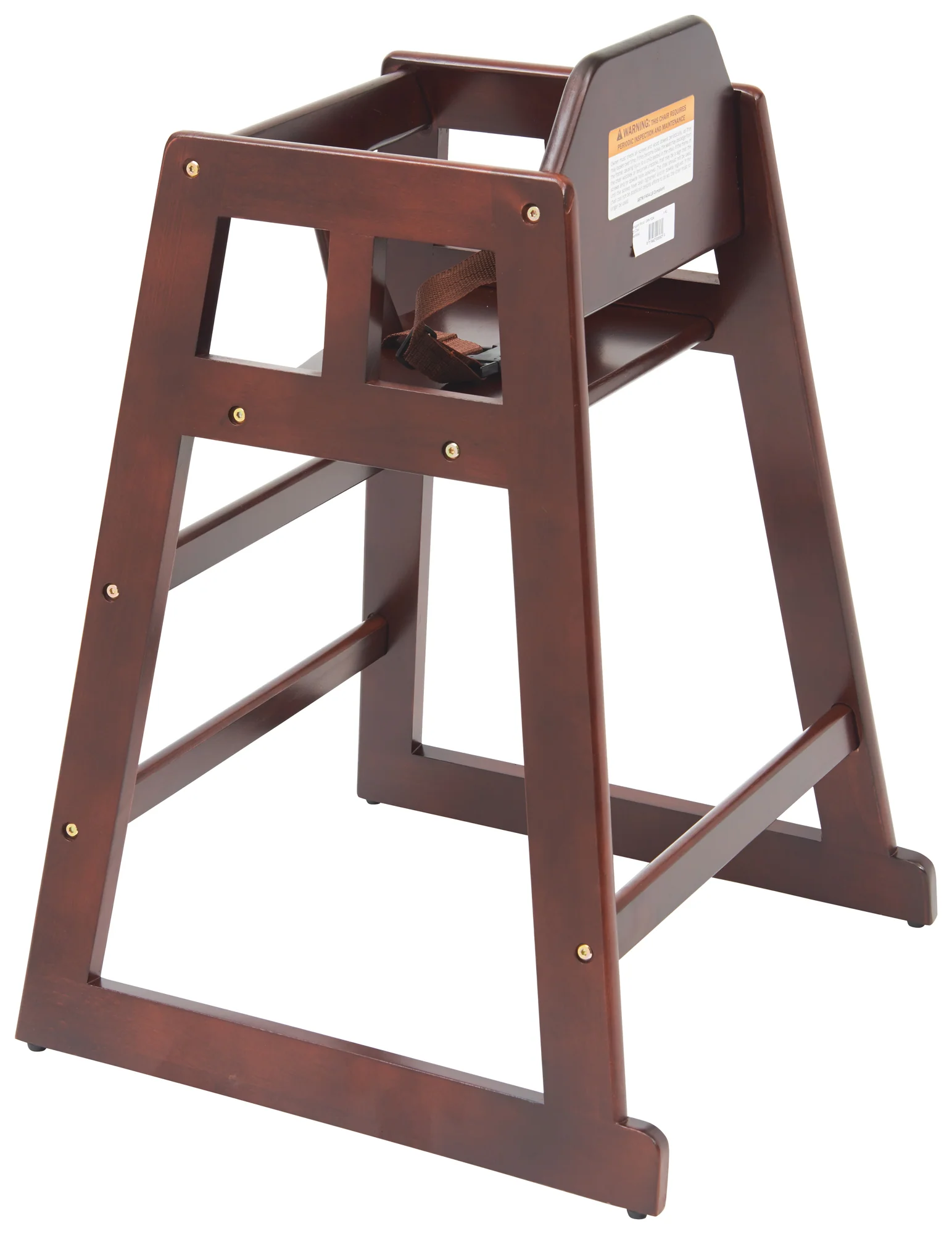 Winco CHH-103A 20 Inch Buckle Strap High Chair Rubberwood Mahogany Finish - Image 3