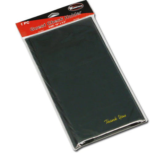 Winco 10" Professional Guest Check Presenter - Grooved Spine Black - Image 2